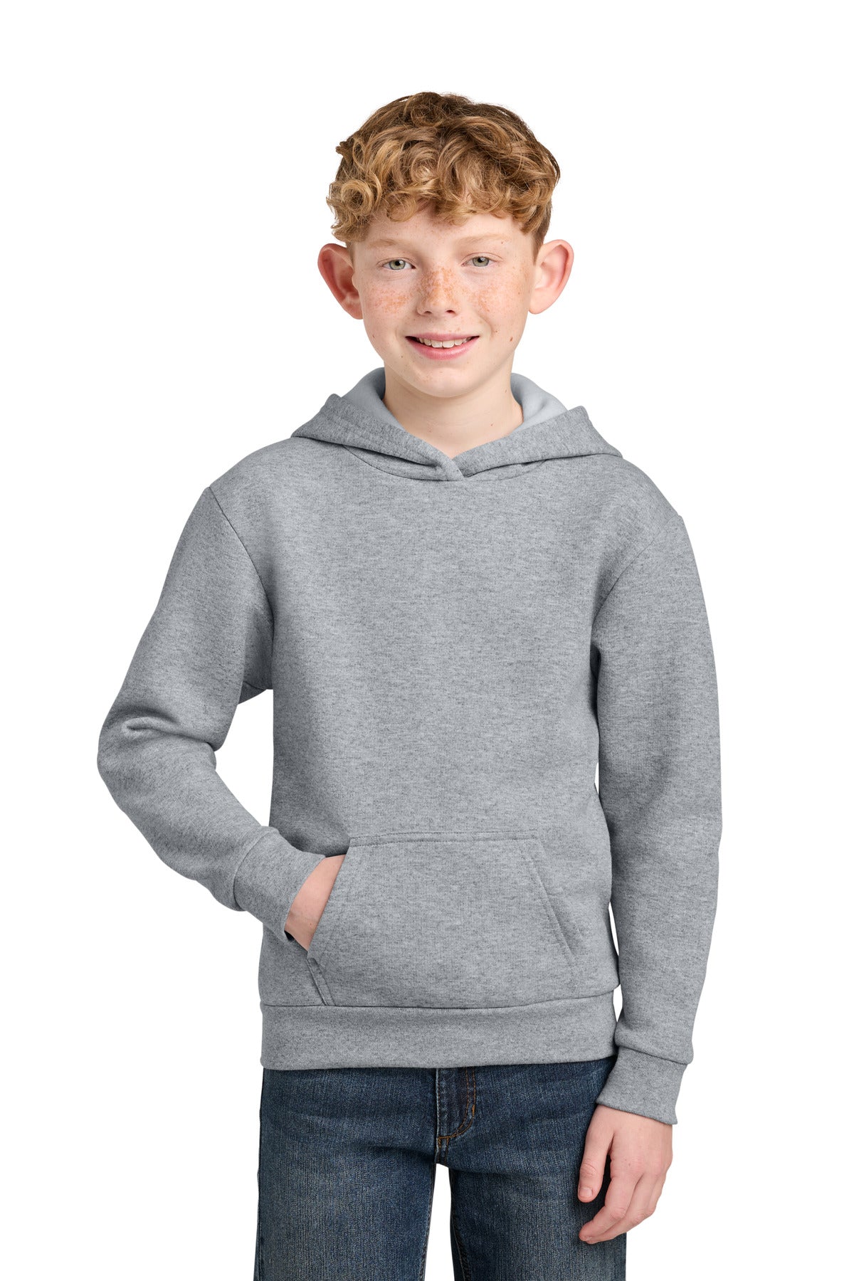 Custom Embroidery or DTF Print - Port & Co ®  Youth Easy Fleece Pullover Hooded Sweatshirt PC68YH