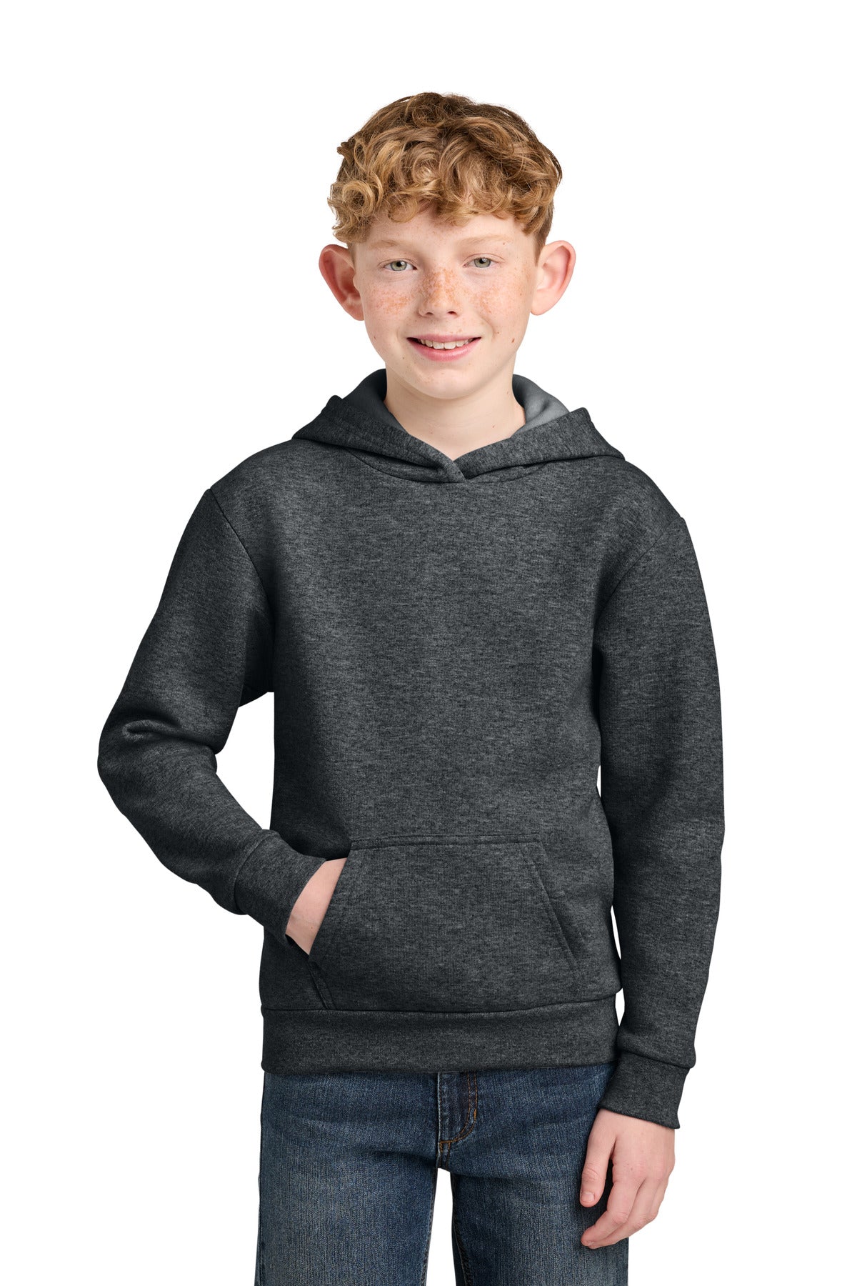Custom Embroidery or DTF Print - Port & Co ®  Youth Easy Fleece Pullover Hooded Sweatshirt PC68YH