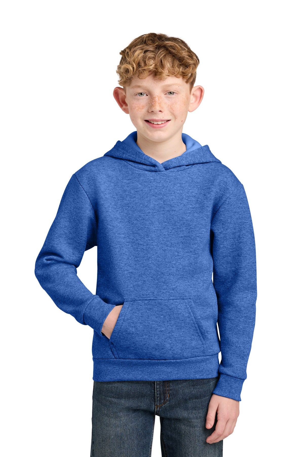 Custom Embroidery or DTF Print - Port & Co ®  Youth Easy Fleece Pullover Hooded Sweatshirt PC68YH