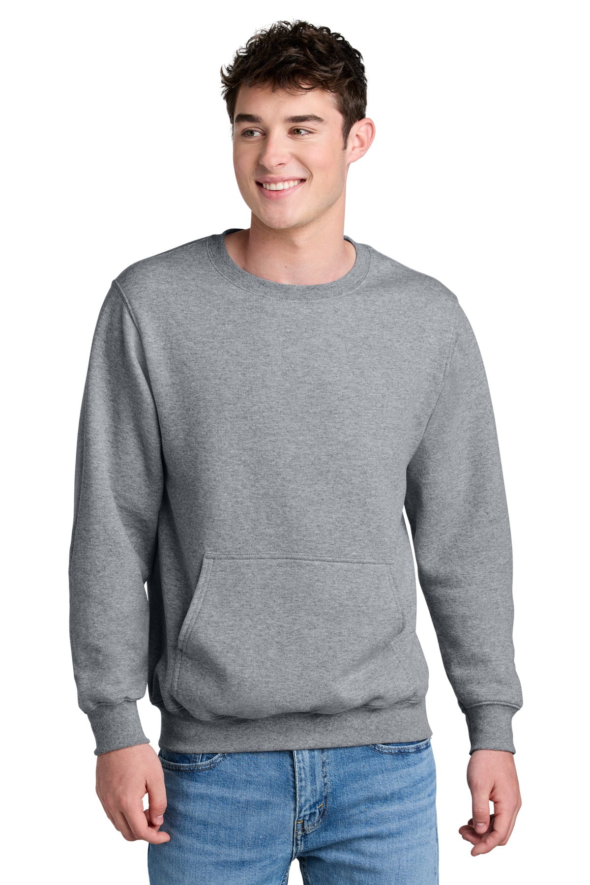 Custom Embroidered - Port & Company® Core Fleece Crewneck Pocket Sweatshirt PC78PKT