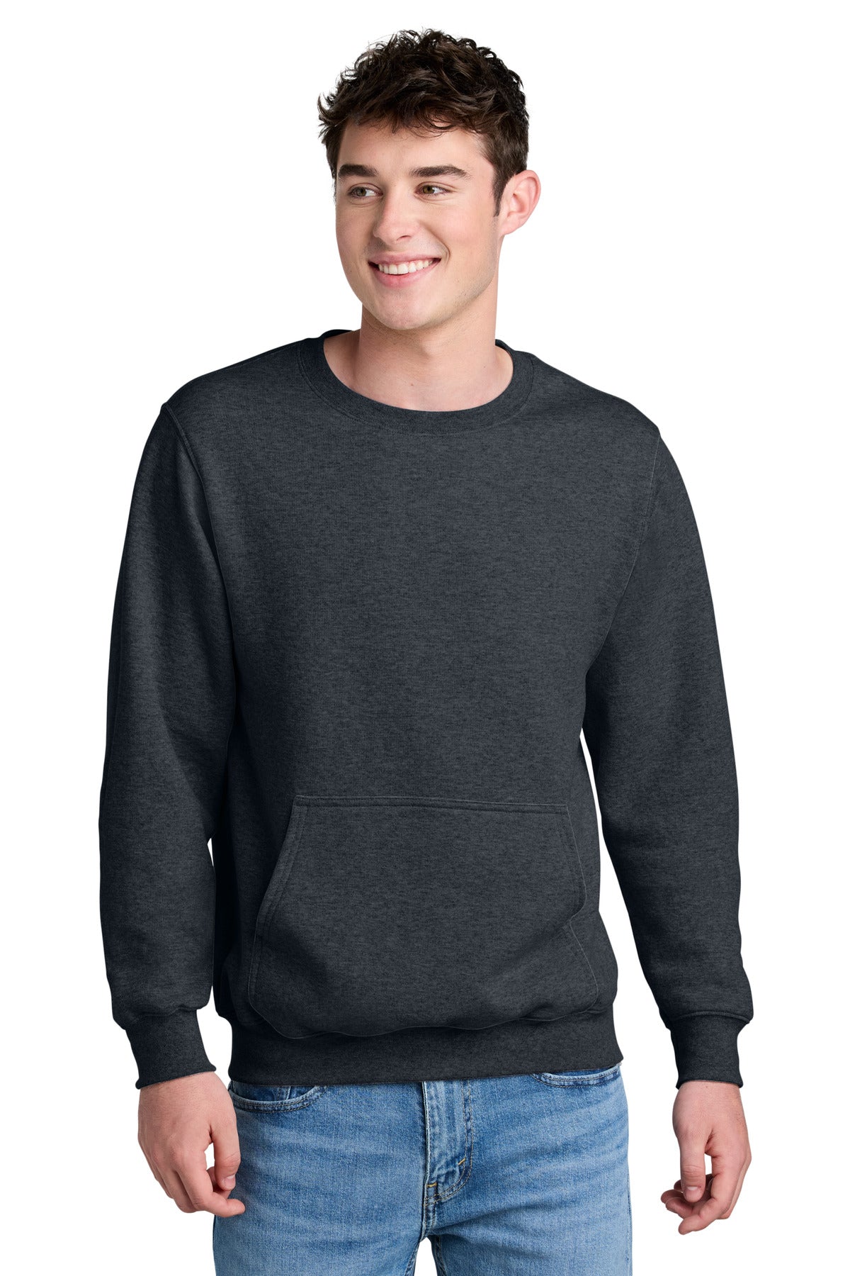 Custom Embroidery or DTF Print - Port & Co ®  Core Fleece Crewneck Pocket Sweatshirt PC78PKT