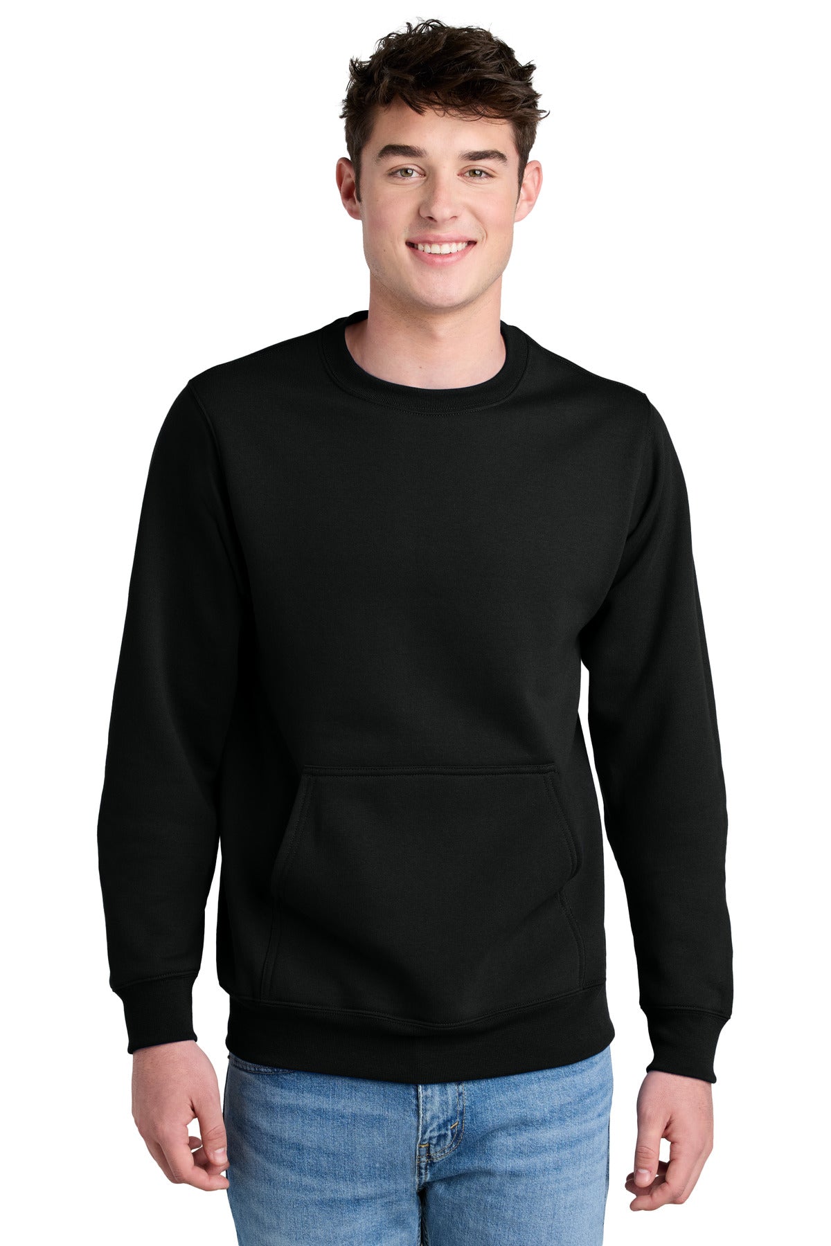 Custom Embroidery or DTF Print - Port & Co ®  Core Fleece Crewneck Pocket Sweatshirt PC78PKT