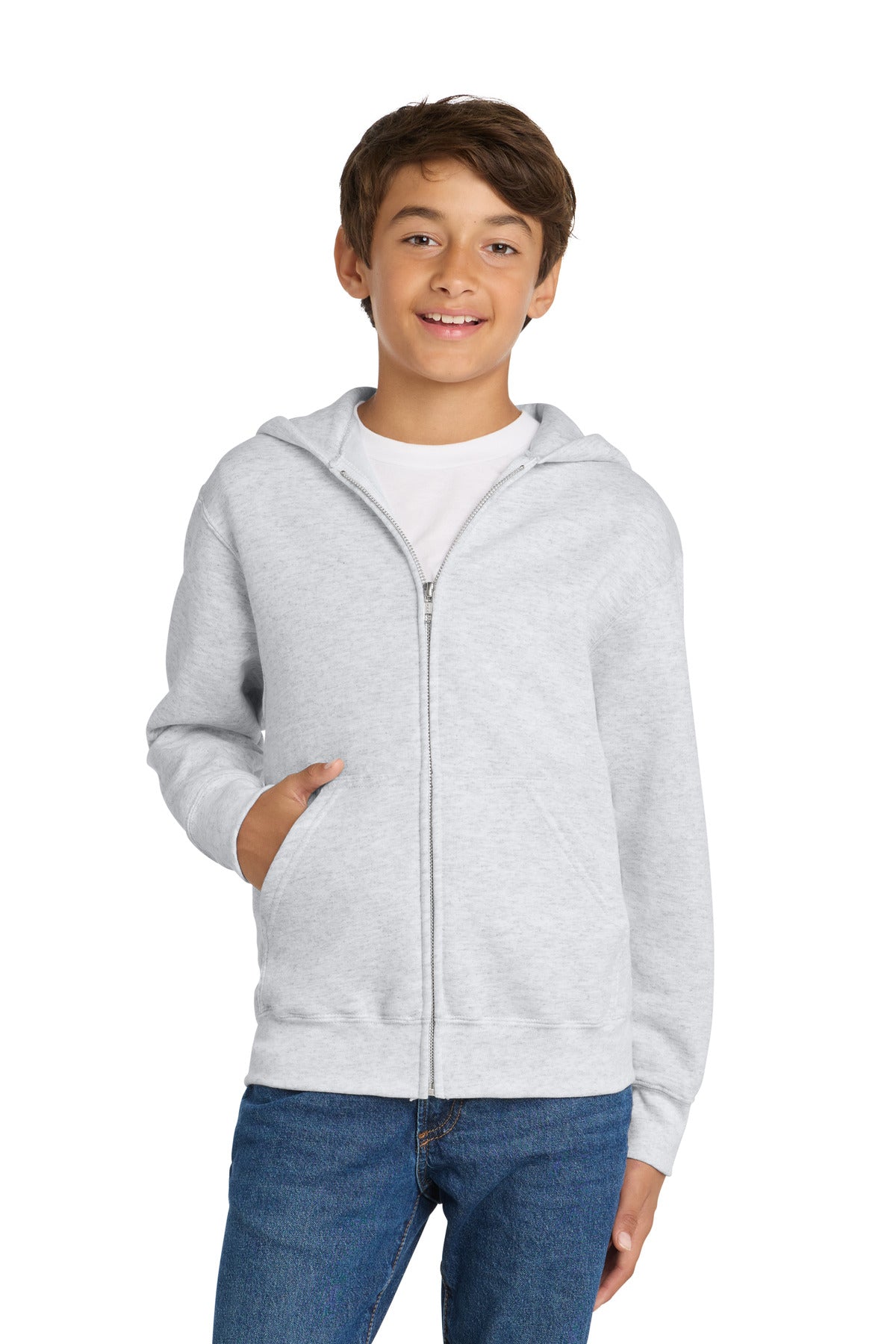 Custom Embroidery or DTF Print - Port & Co ®  Youth Core Fleece Full-Zip Hooded Sweatshirt PC78YZH
