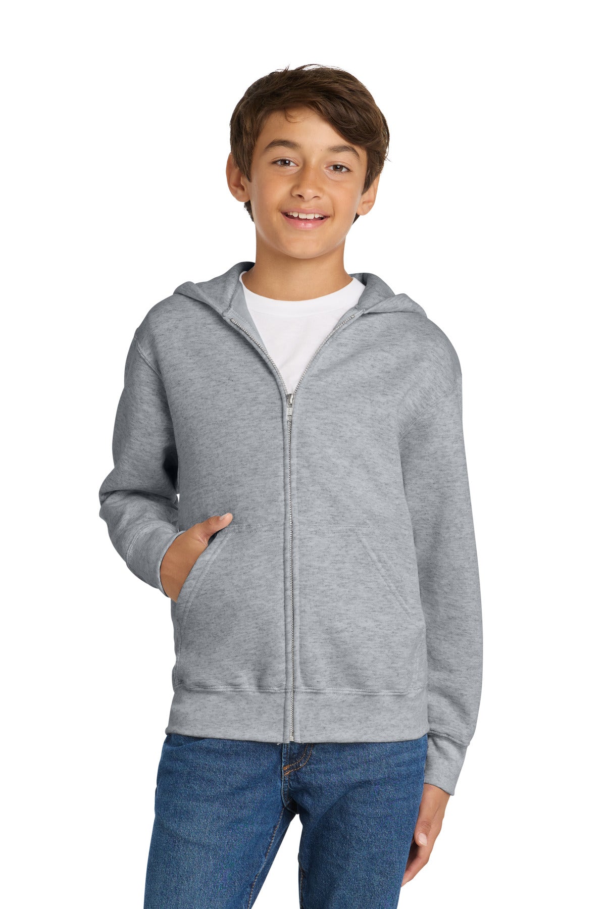 Custom Embroidery or DTF Print - Port & Co ®  Youth Core Fleece Full-Zip Hooded Sweatshirt PC78YZH