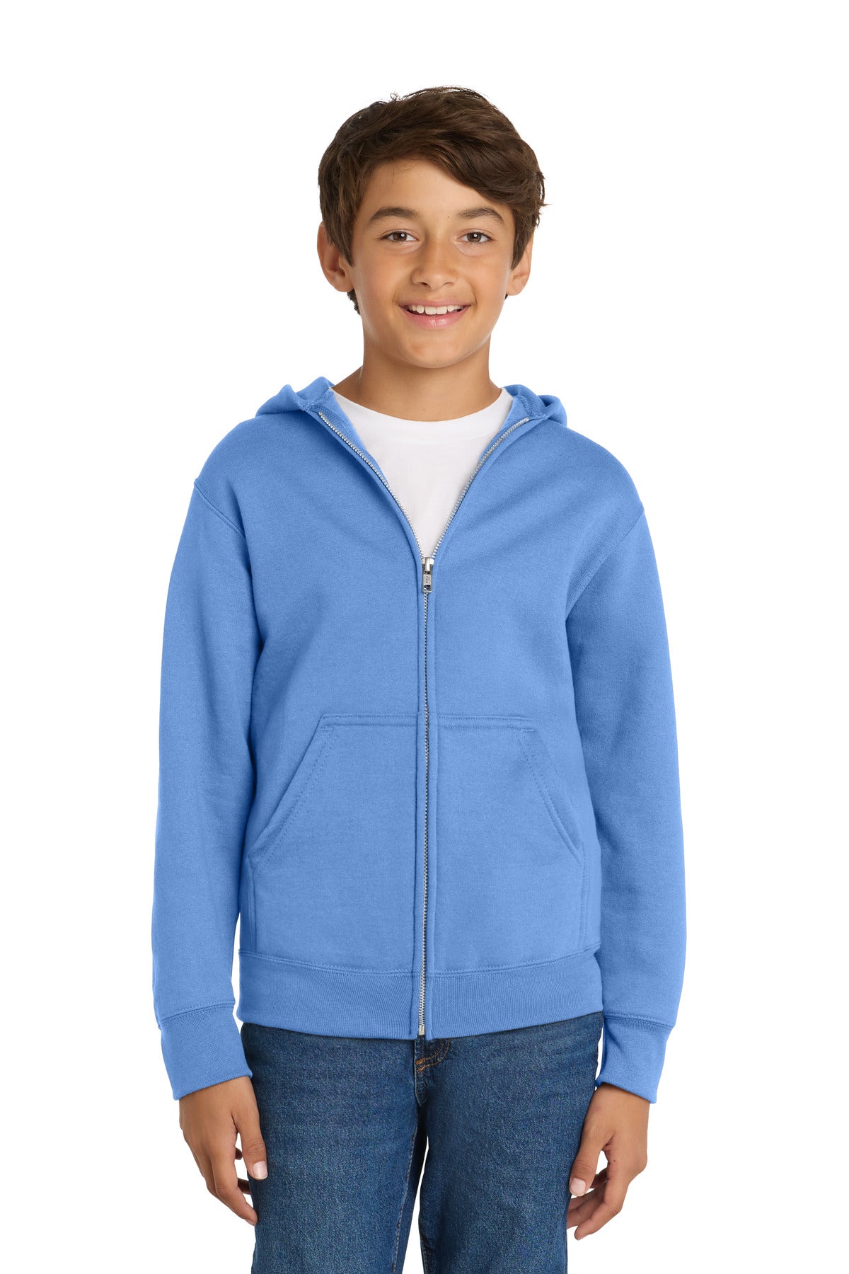 Custom Embroidery or DTF Print - Port & Co ™  Youth Core Fleece Full-Zip Hooded Sweatshirt PC78YZH