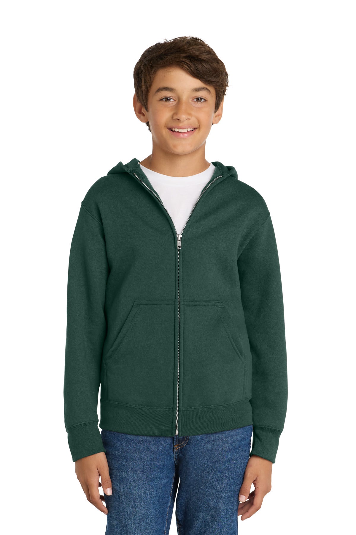 Custom Embroidery or DTF Print - Port & Co ®  Youth Core Fleece Full-Zip Hooded Sweatshirt PC78YZH