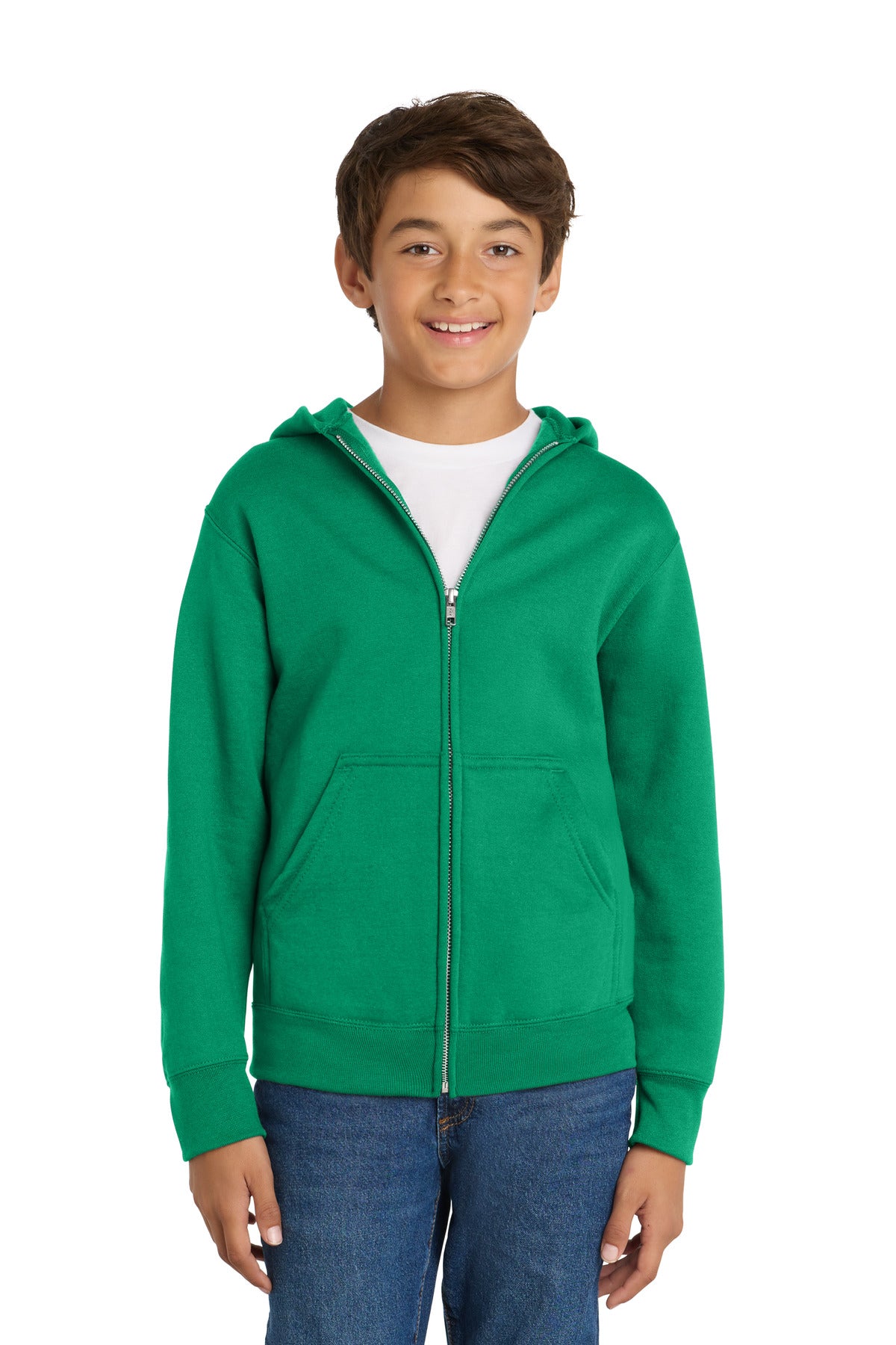 Custom Embroidery or DTF Print - Port & Co ®  Youth Core Fleece Full-Zip Hooded Sweatshirt PC78YZH