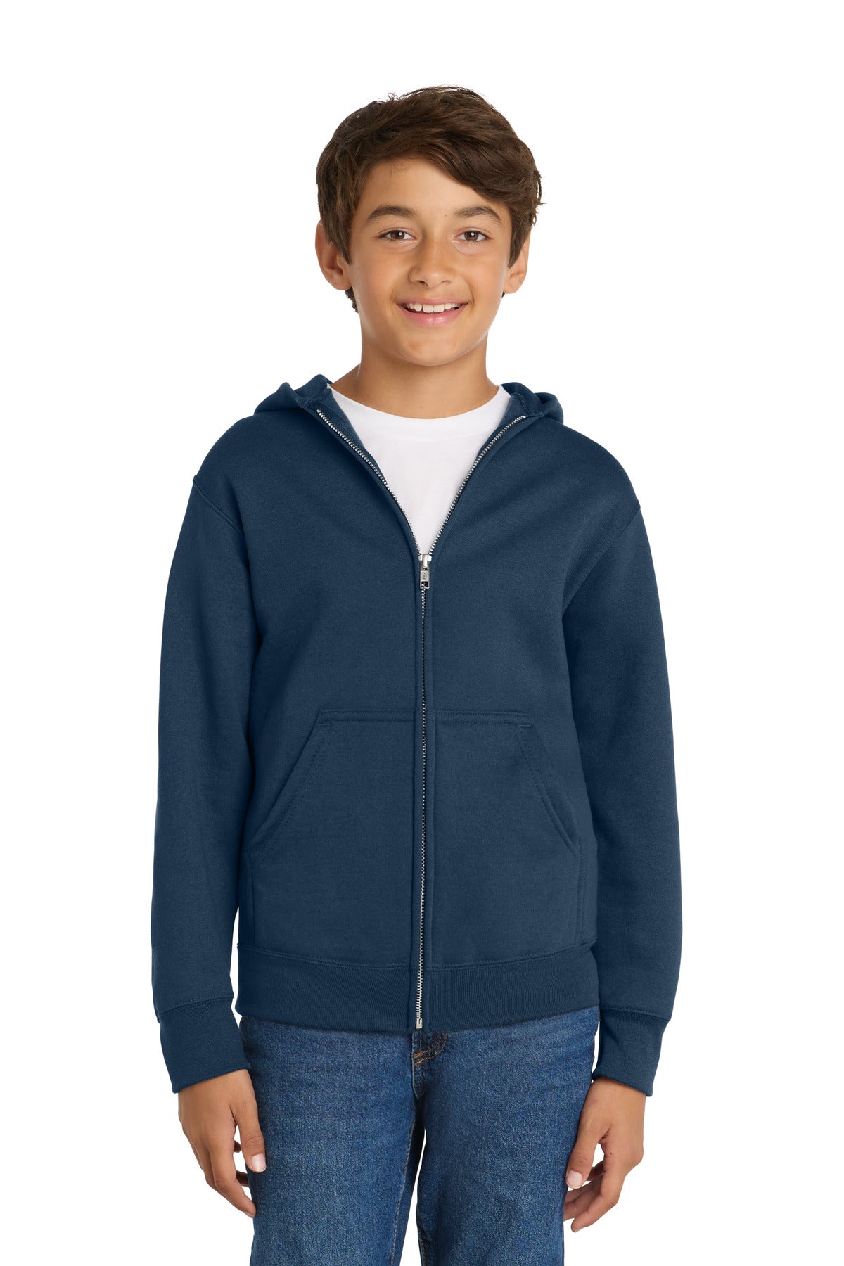 Custom Embroidery or DTF Print - Port & Co ®  Youth Core Fleece Full-Zip Hooded Sweatshirt PC78YZH