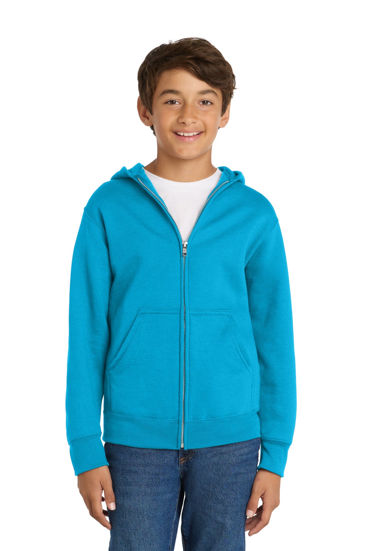Custom Embroidery or DTF Print - Port & Co ®  Youth Core Fleece Full-Zip Hooded Sweatshirt PC78YZH