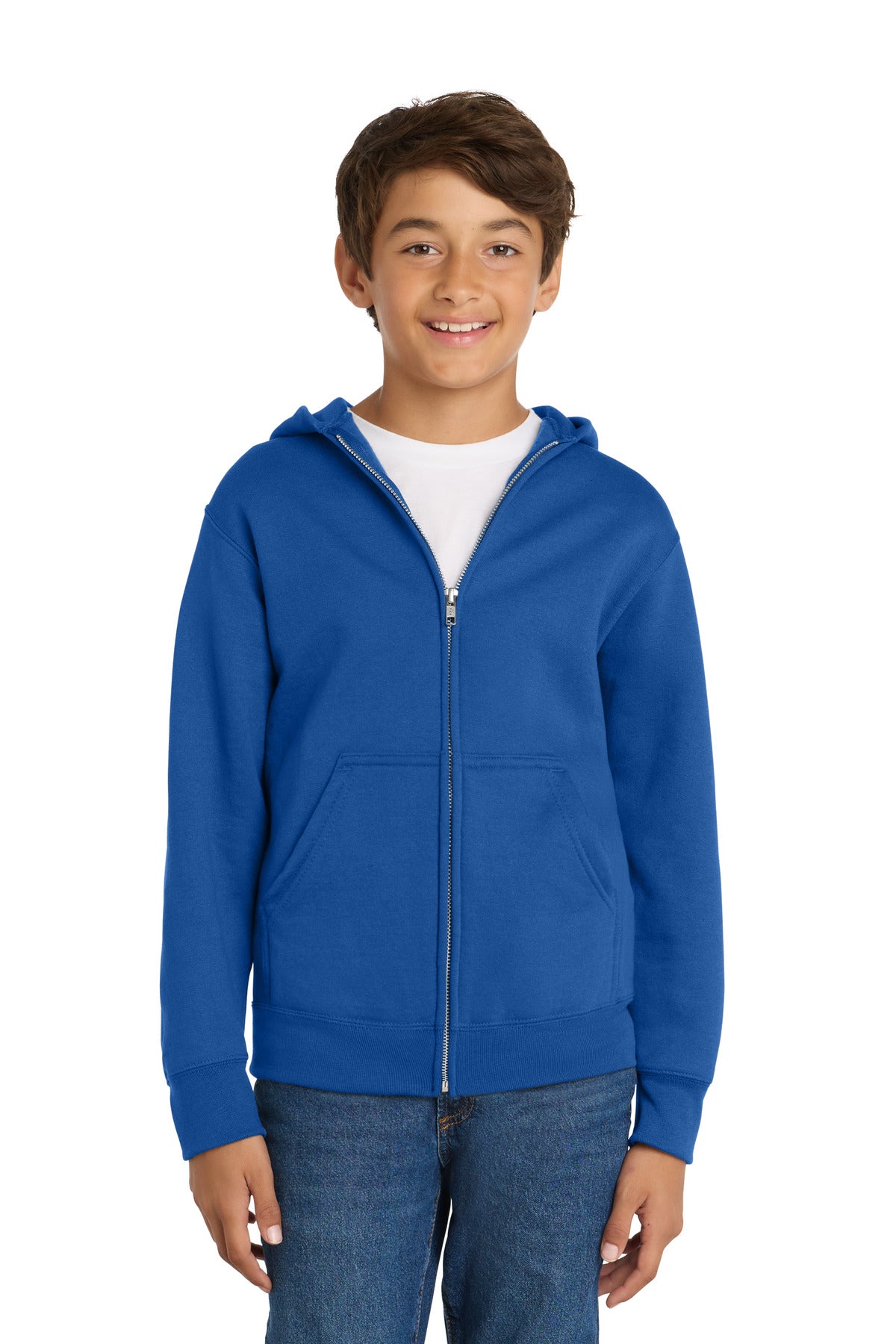 Custom Embroidery or DTF Print - Port & Co ®  Youth Core Fleece Full-Zip Hooded Sweatshirt PC78YZH
