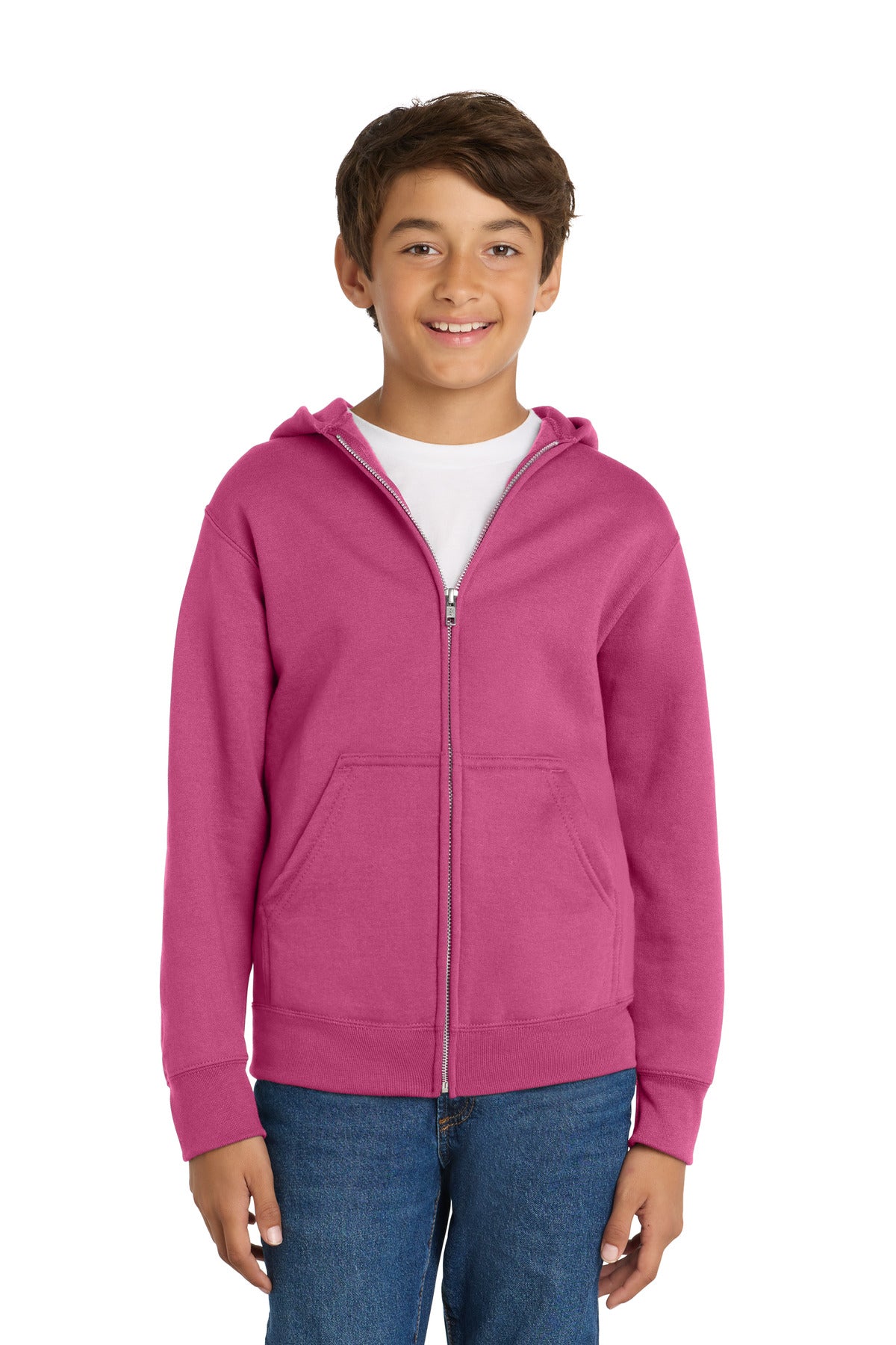 Custom Embroidery or DTF Print - Port & Co ®  Youth Core Fleece Full-Zip Hooded Sweatshirt PC78YZH