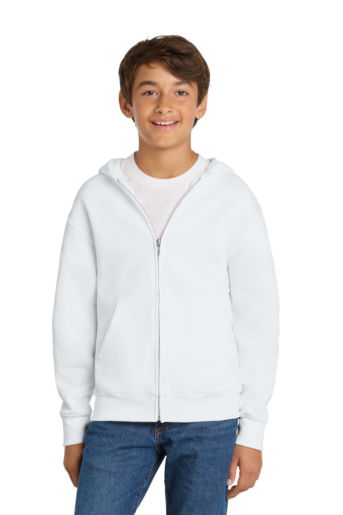 Custom Embroidery or DTF Print - Port & Co ®  Youth Core Fleece Full-Zip Hooded Sweatshirt PC78YZH