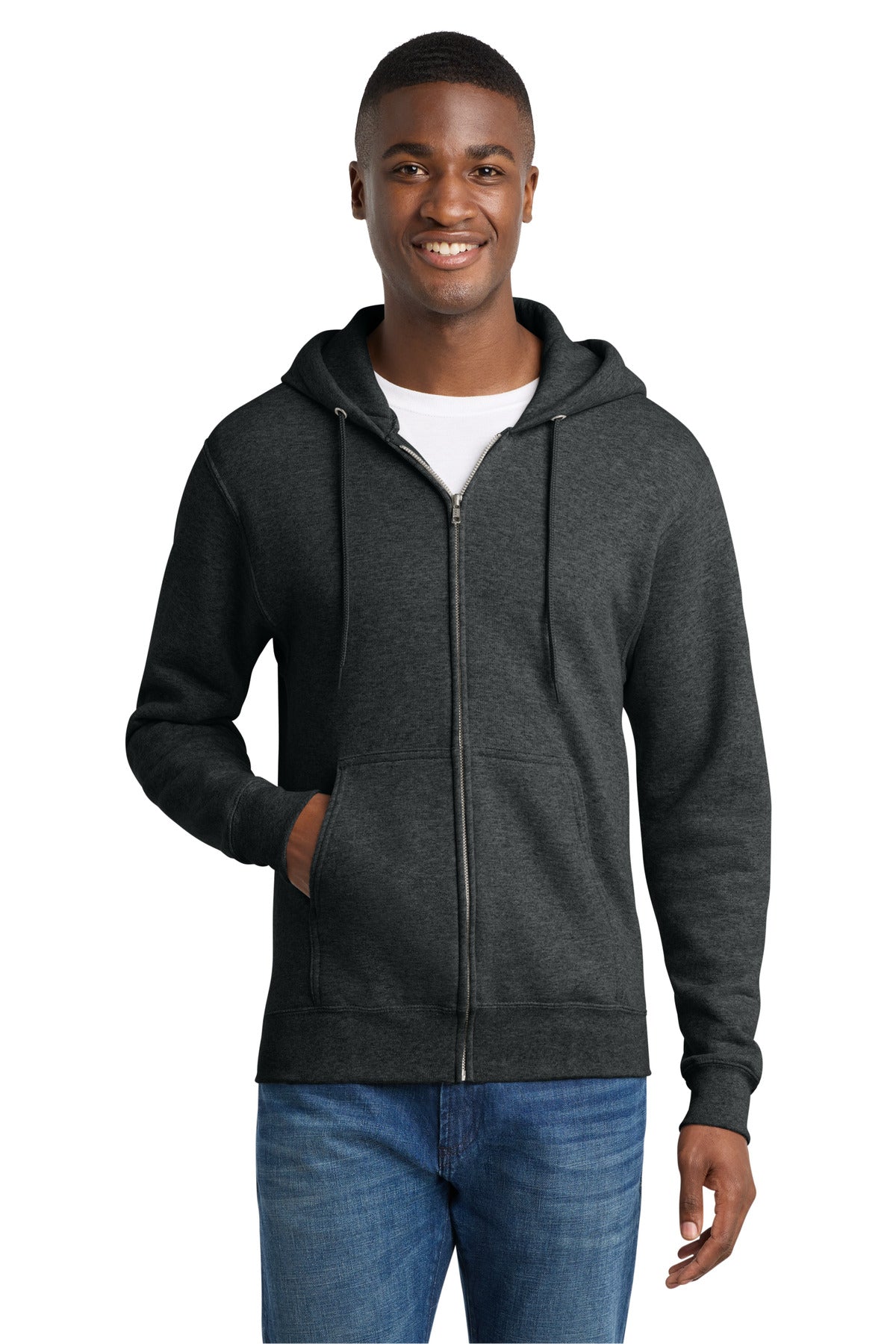 Custom Embroidery or DTF Print - Port & Co ™  Core Fleece Full-Zip Hooded Sweatshirt. PC78ZH