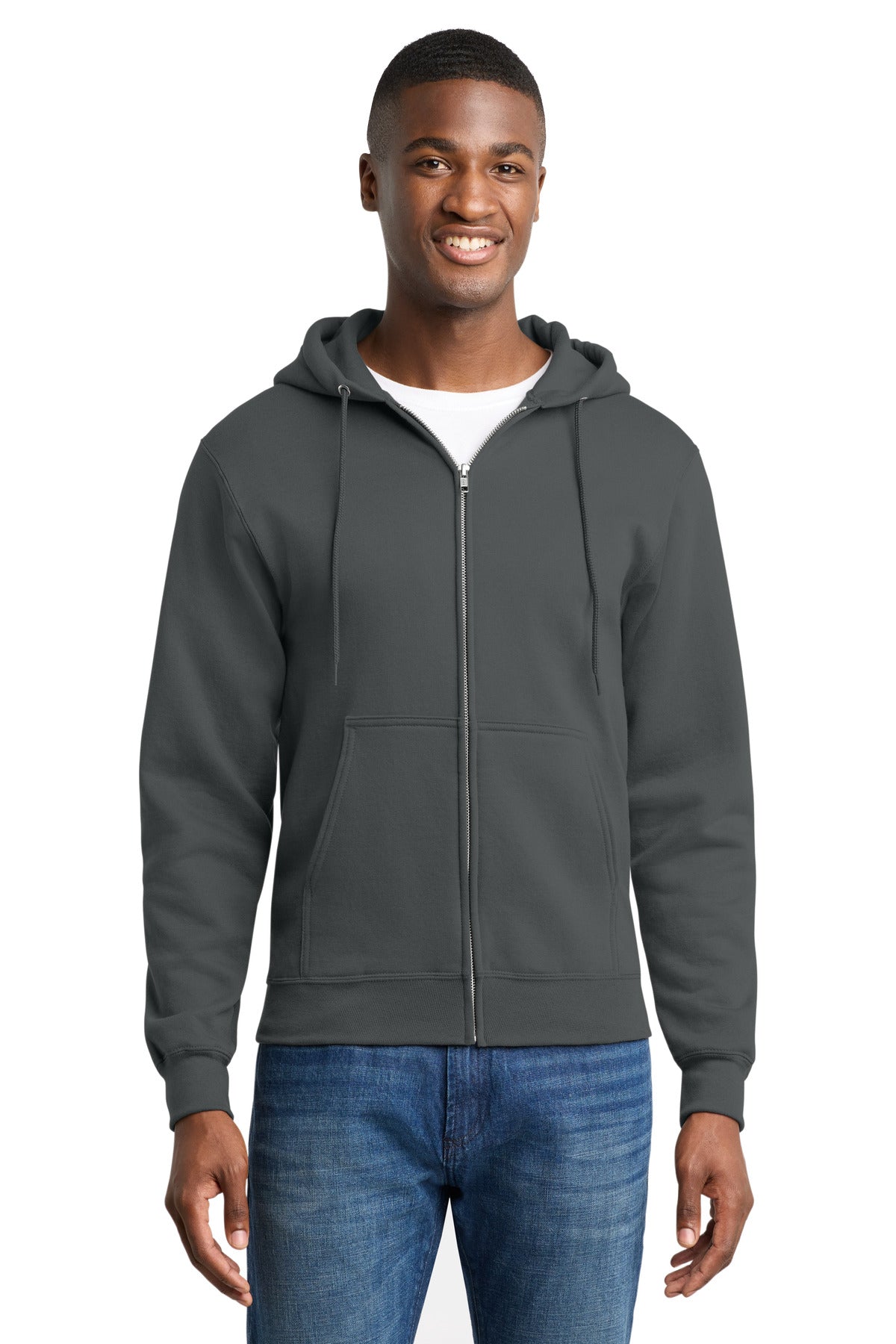 Custom Embroidery or DTF Print - Port & Co ™  Core Fleece Full-Zip Hooded Sweatshirt. PC78ZH