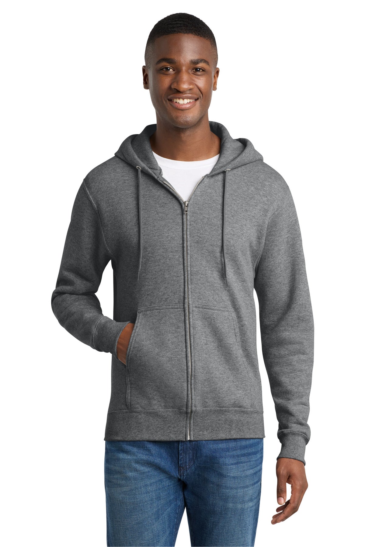 Custom Embroidery or DTF Print - Port & Co ™  Core Fleece Full-Zip Hooded Sweatshirt. PC78ZH