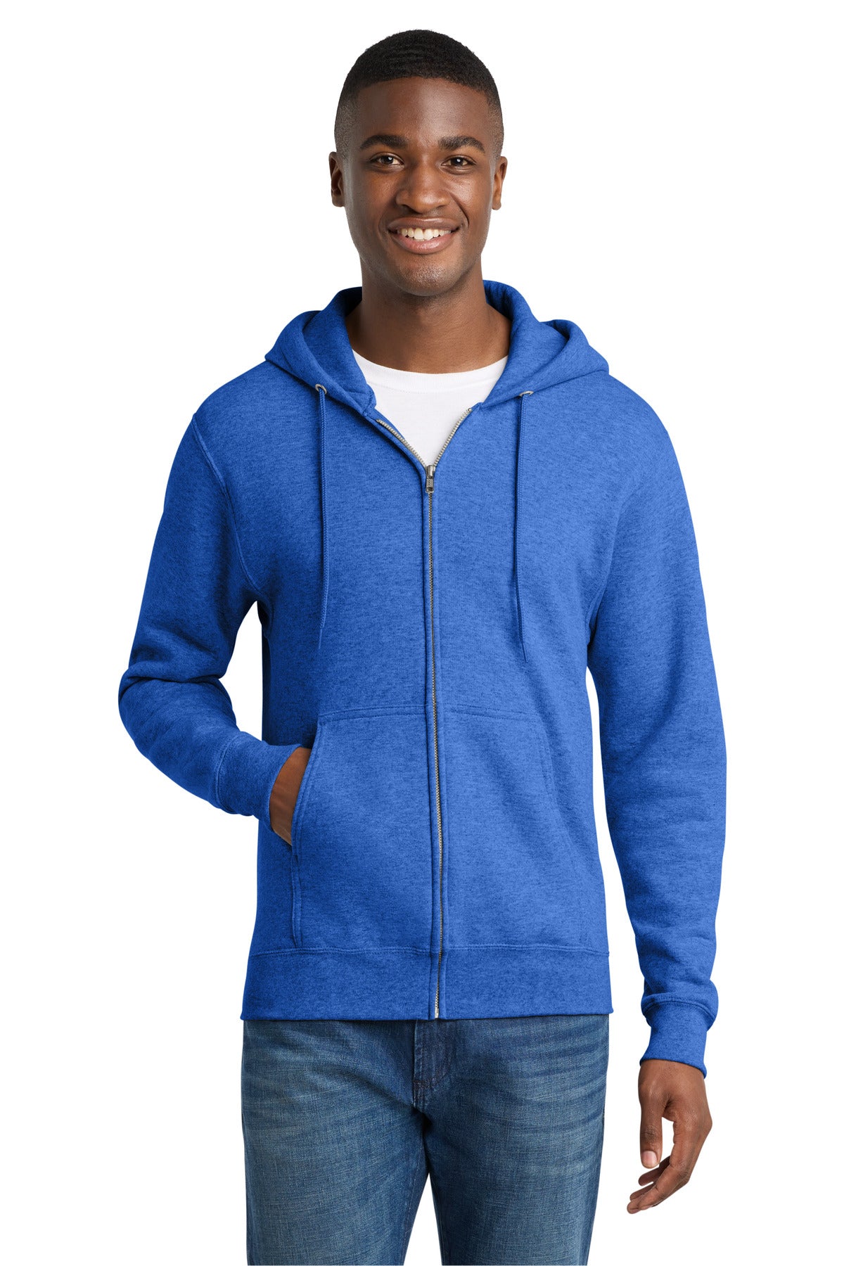 Custom Embroidered or DTF Print on Port & Co ™  Core Fleece Full-Zip Hooded Sweatshirt. PC78ZH