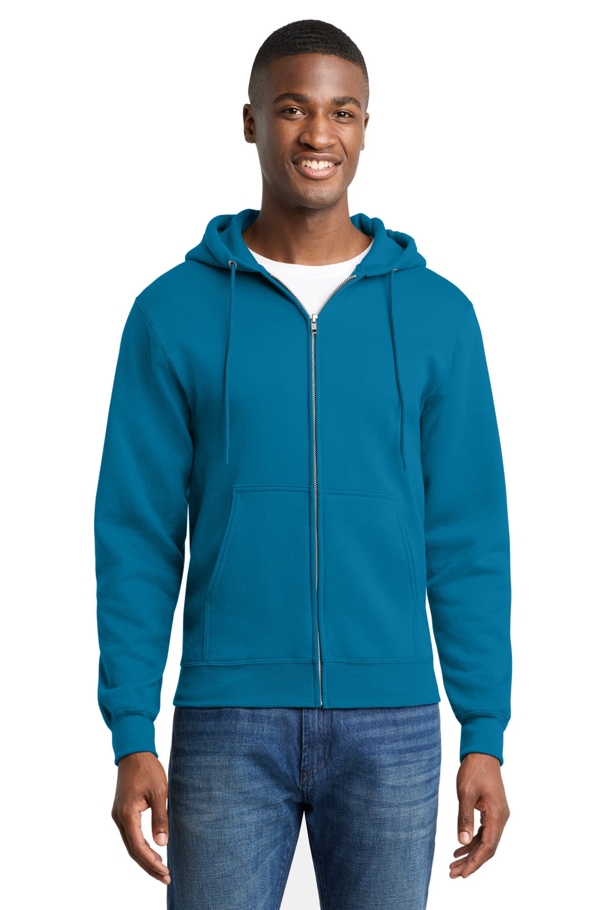 Custom Embroidery or DTF Print - Port & Co ™  Core Fleece Full-Zip Hooded Sweatshirt. PC78ZH