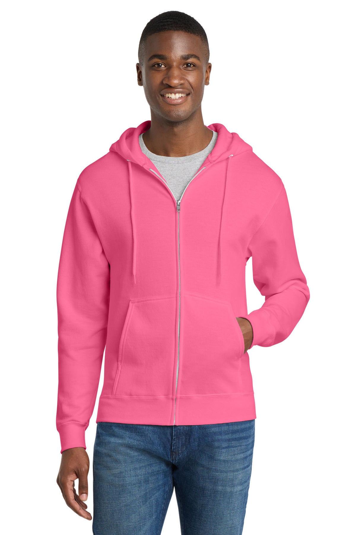 Custom Embroidery or DTF Print - Port & Co ™  Core Fleece Full-Zip Hooded Sweatshirt. PC78ZH