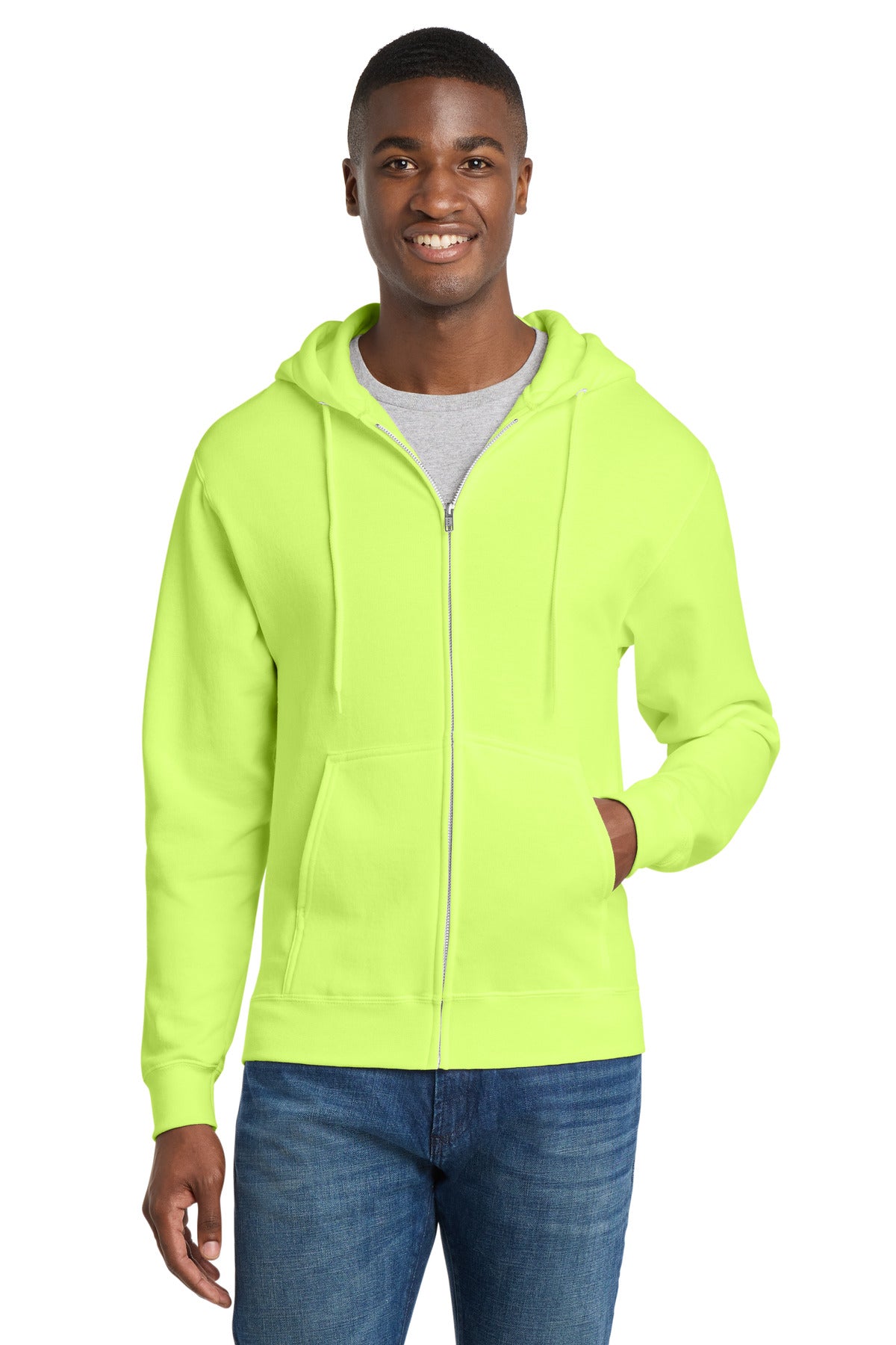Custom Embroidery or DTF Print - Port & Co ™  Core Fleece Full-Zip Hooded Sweatshirt. PC78ZH