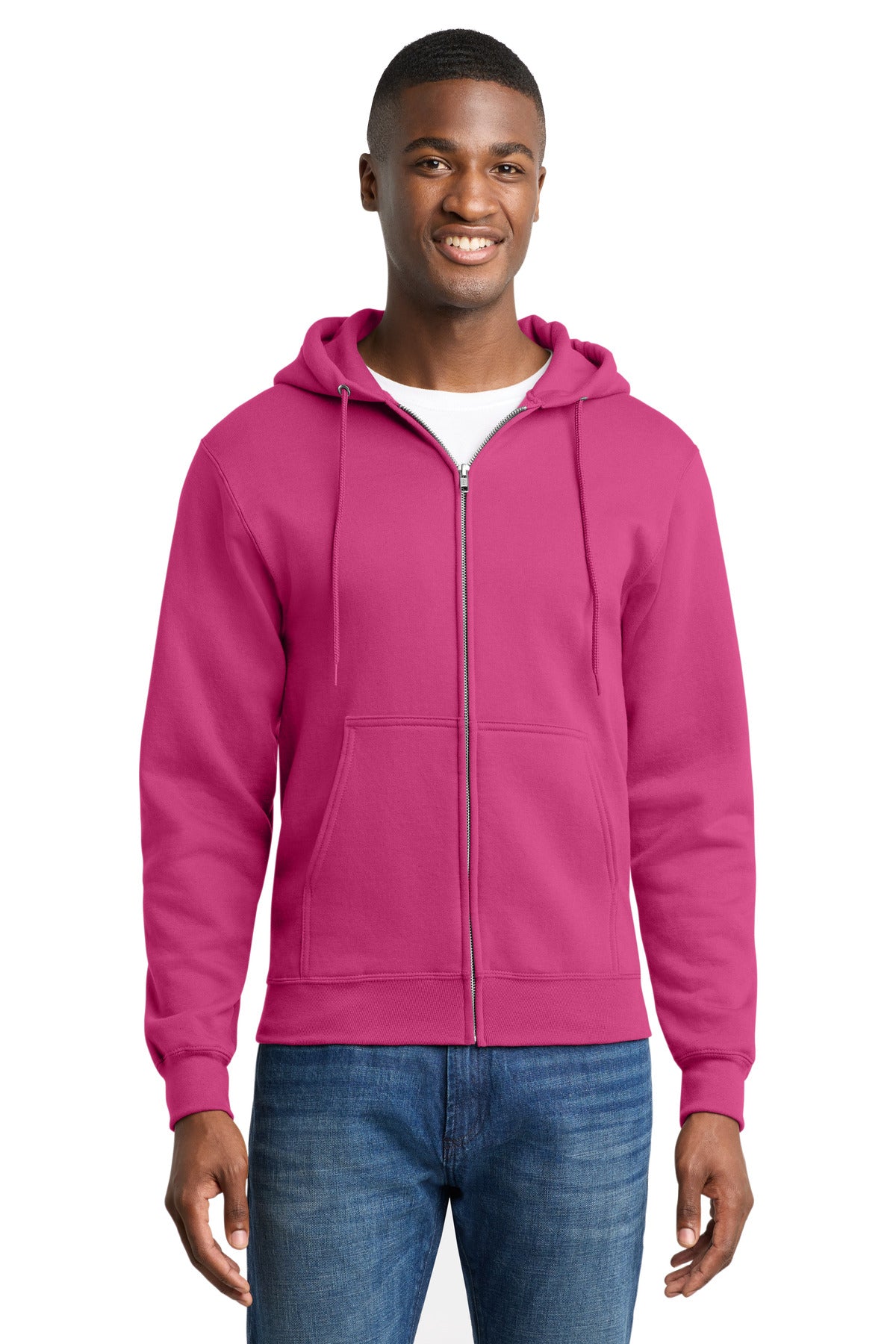 Custom Embroidery or DTF Print - Port & Co ™  Core Fleece Full-Zip Hooded Sweatshirt. PC78ZH