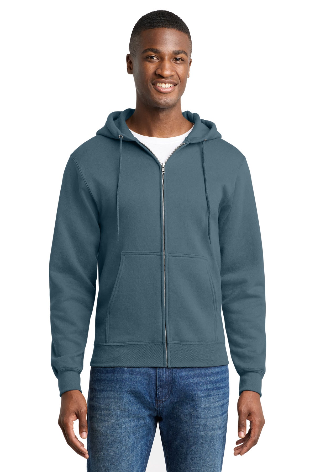 Custom Embroidery or DTF Print - Port & Co ™  Core Fleece Full-Zip Hooded Sweatshirt. PC78ZH