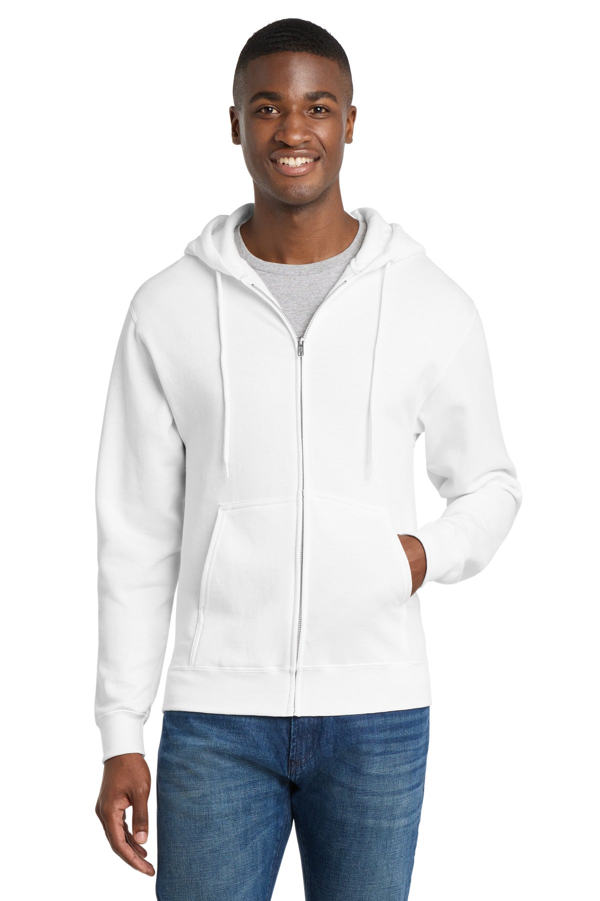 Custom Embroidery or DTF Print - Port & Co ™  Core Fleece Full-Zip Hooded Sweatshirt. PC78ZH