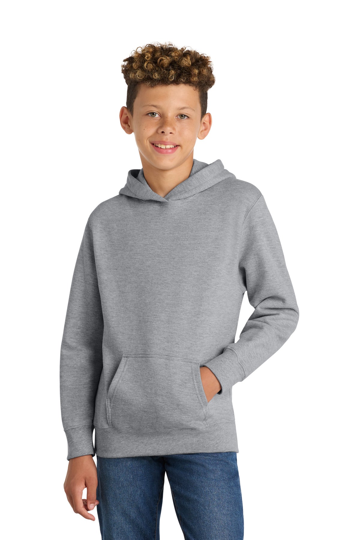 Custom Embroidery or DTF Print - Port & Co ®  Youth Fan Favorite Fleece Pullover Hooded Sweatshirt. PC850YH