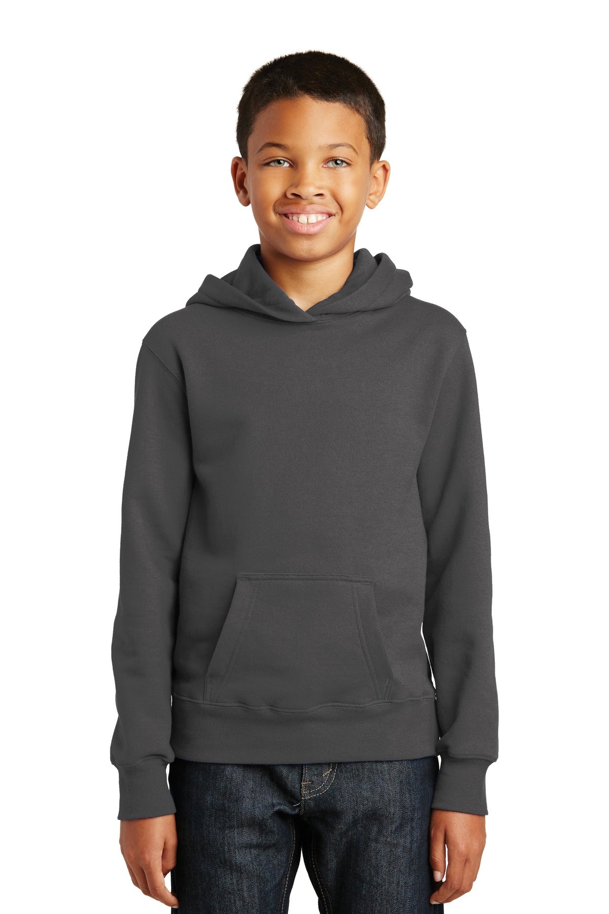 Custom Embroidered or DTF Print on Port & Co ™  Youth Fan Favorite Fleece Pullover Hooded Sweatshirt. PC850YH