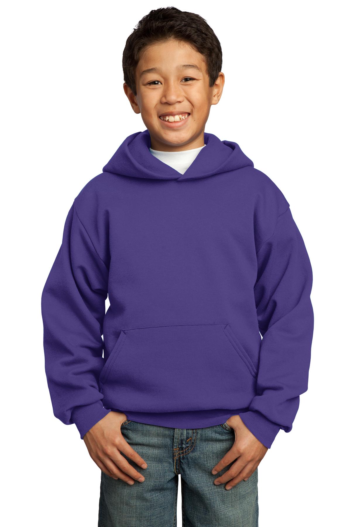 Custom Embroidered - Port & Company® - Youth Core Fleece Pullover Hooded Sweatshirt.  PC90YH