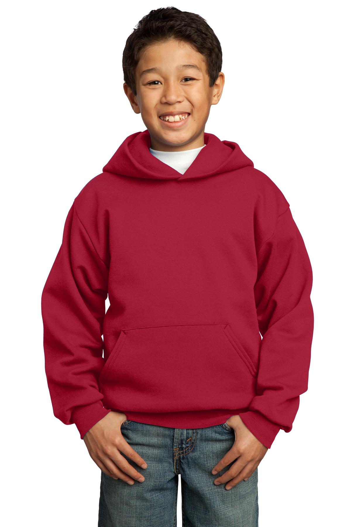 Custom Embroidered - Port & Company® - Youth Core Fleece Pullover Hooded Sweatshirt.  PC90YH