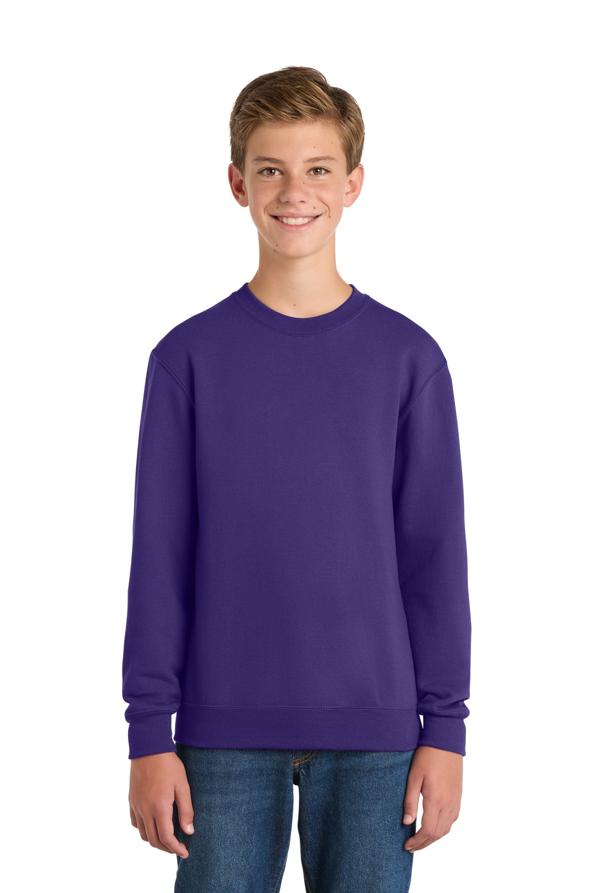 Custom Embroidered or DTF Print on Port & Co ™  Youth Core Fleece Crewneck Sweatshirt.  PC90Y