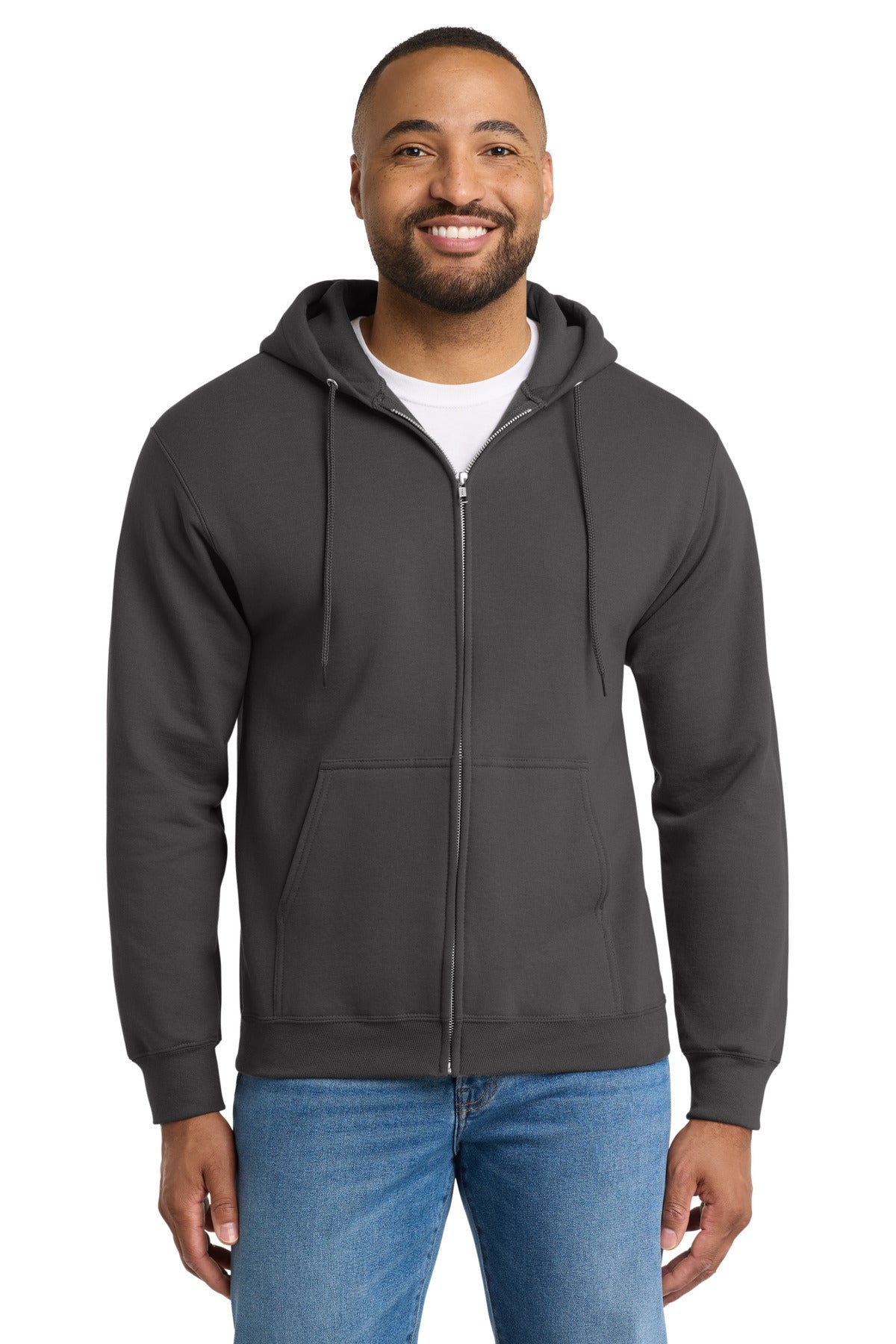 Custom Embroidery or DTF Print - Port & Co ®  Tall Essential Fleece Full-Zip Hooded Sweatshirt. PC90ZHT