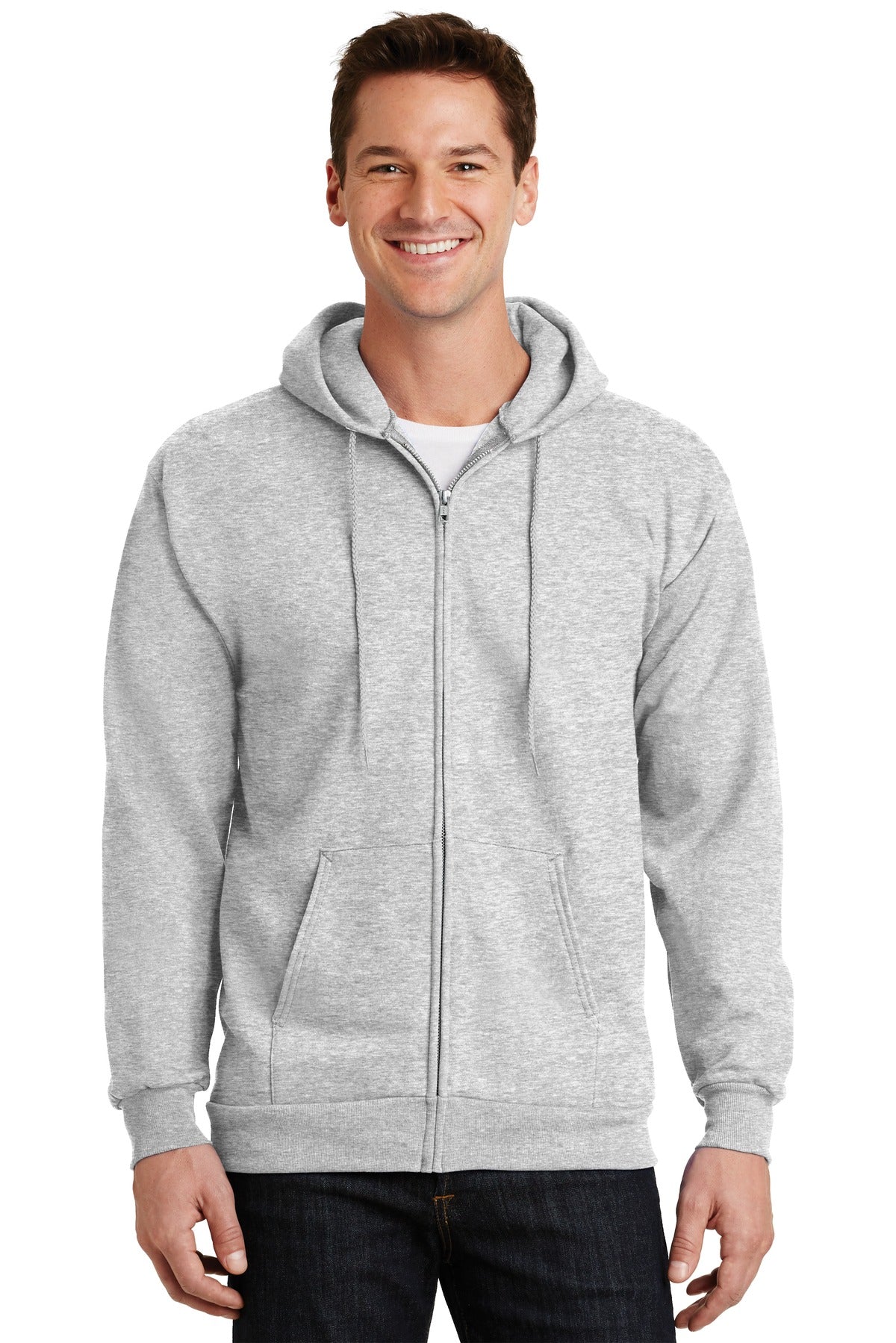 Custom Embroidered or DTF Print on Port & Co ™  Essential Fleece Full-Zip Hooded Sweatshirt.  PC90ZH