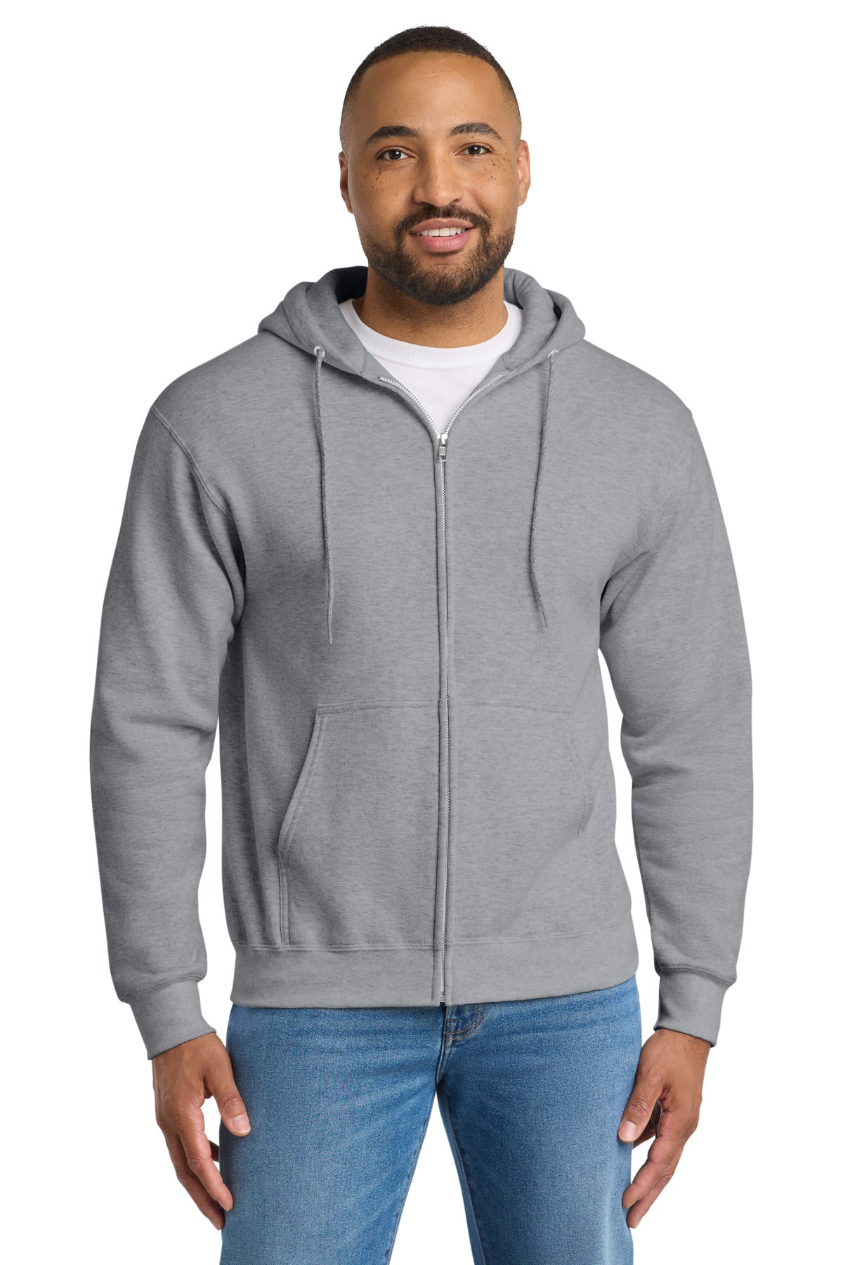 Custom Embroidery or DTF Print - Port & Co ®  Essential Fleece Full-Zip Hooded Sweatshirt.  PC90ZH