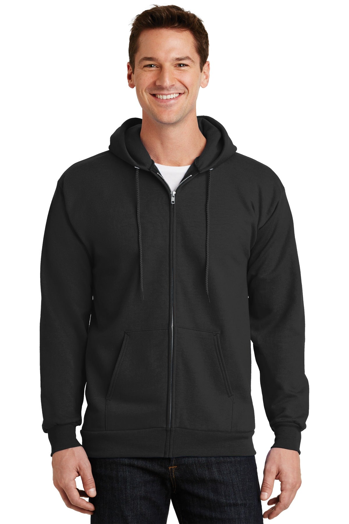 Custom Embroidered or DTF Print on Port & Co ™  Essential Fleece Full-Zip Hooded Sweatshirt.  PC90ZH