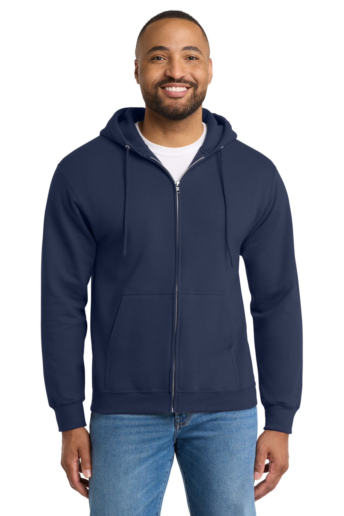 Custom Embroidery or DTF Print - Port & Co ®  Essential Fleece Full-Zip Hooded Sweatshirt.  PC90ZH