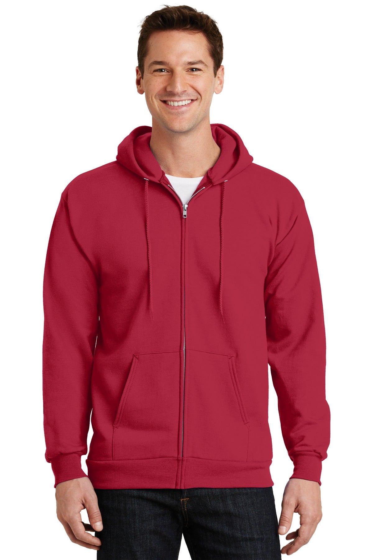 Custom Embroidered or DTF Print on Port & Co ™  Essential Fleece Full-Zip Hooded Sweatshirt.  PC90ZH