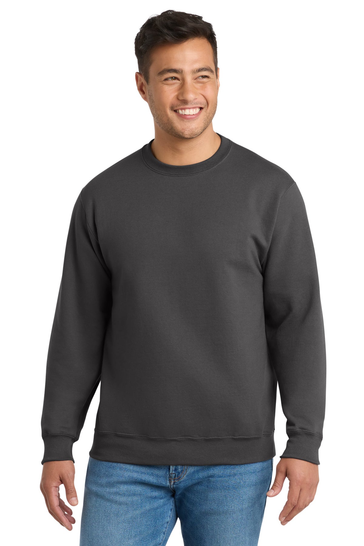 Custom Embroidery or DTF Print - Port & Co ®  Essential Fleece Crewneck Sweatshirt.  PC90
