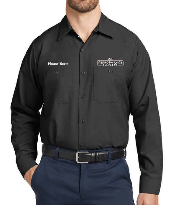 Performance Elevator - Embroidered Red Kap Long Sleeve Industrial Work Shirt - SP14