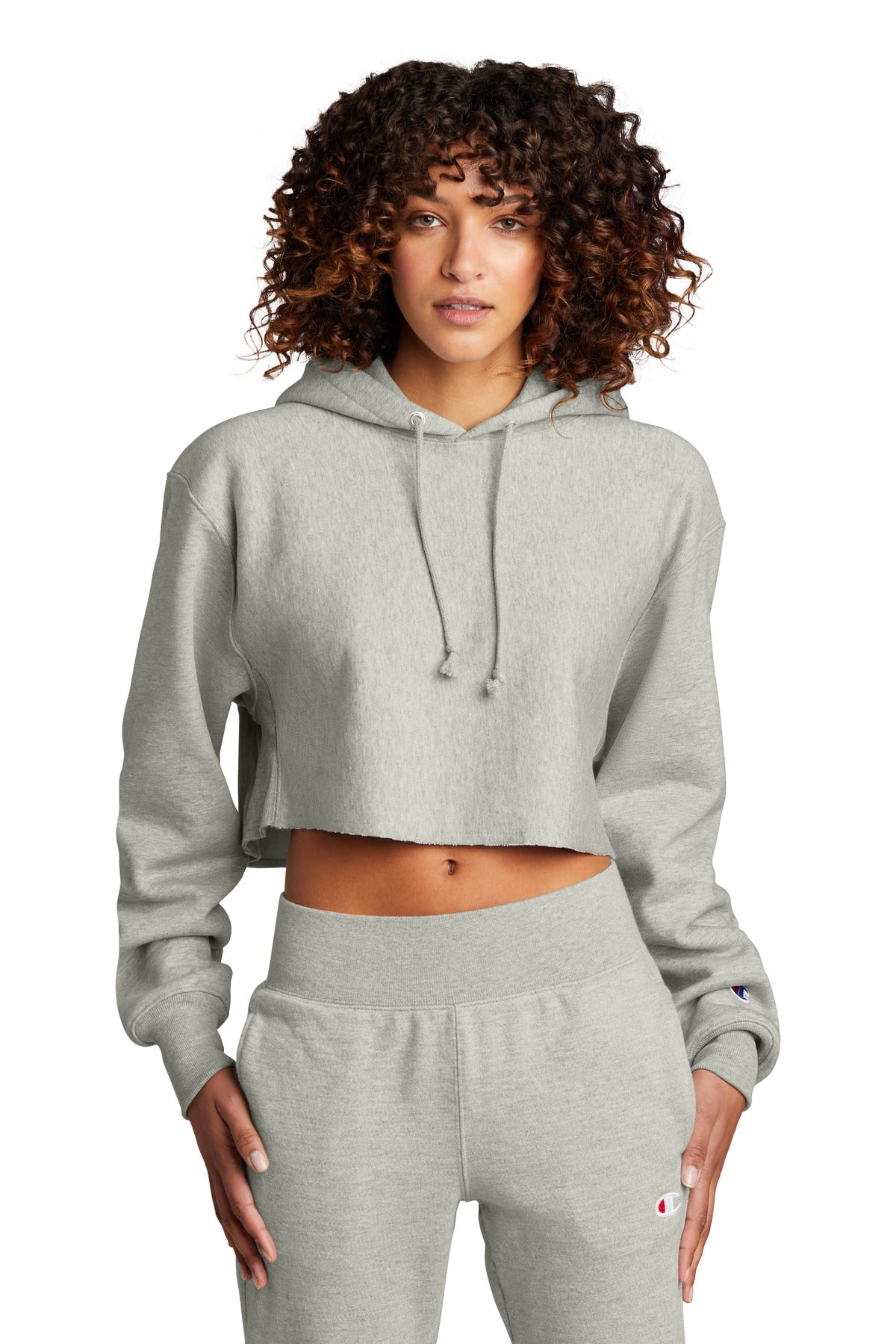 Custom Embroidery or DTF Print - Champion  ®   Women's Reverse Weave  ®   Cropped Cut-Off Hooded Sweatshirt RW01W