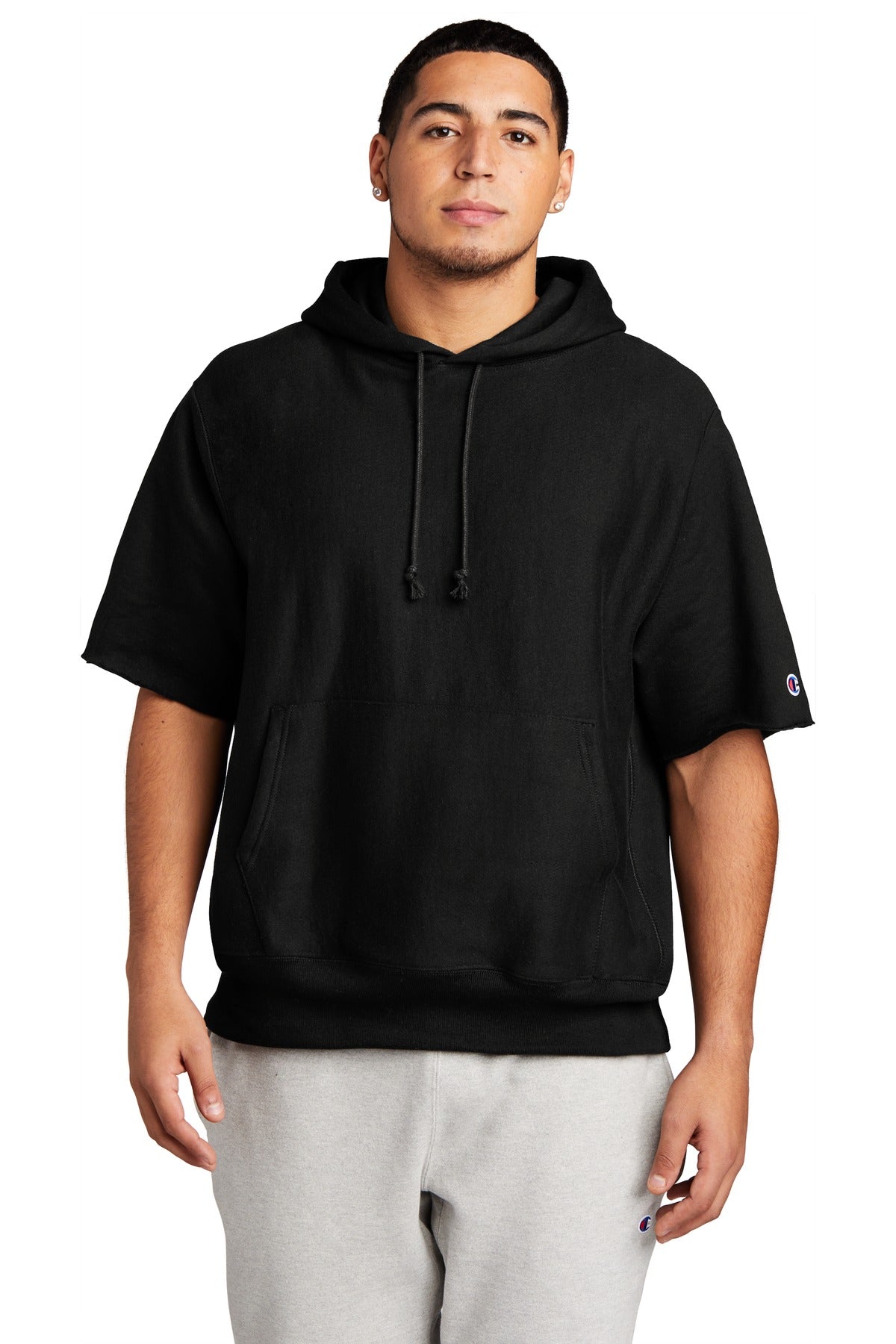 Custom Embroidery or DTF Print - Champion  ®   Reverse Weave  ®   Short Sleeve Hooded Sweatshirt S101SS