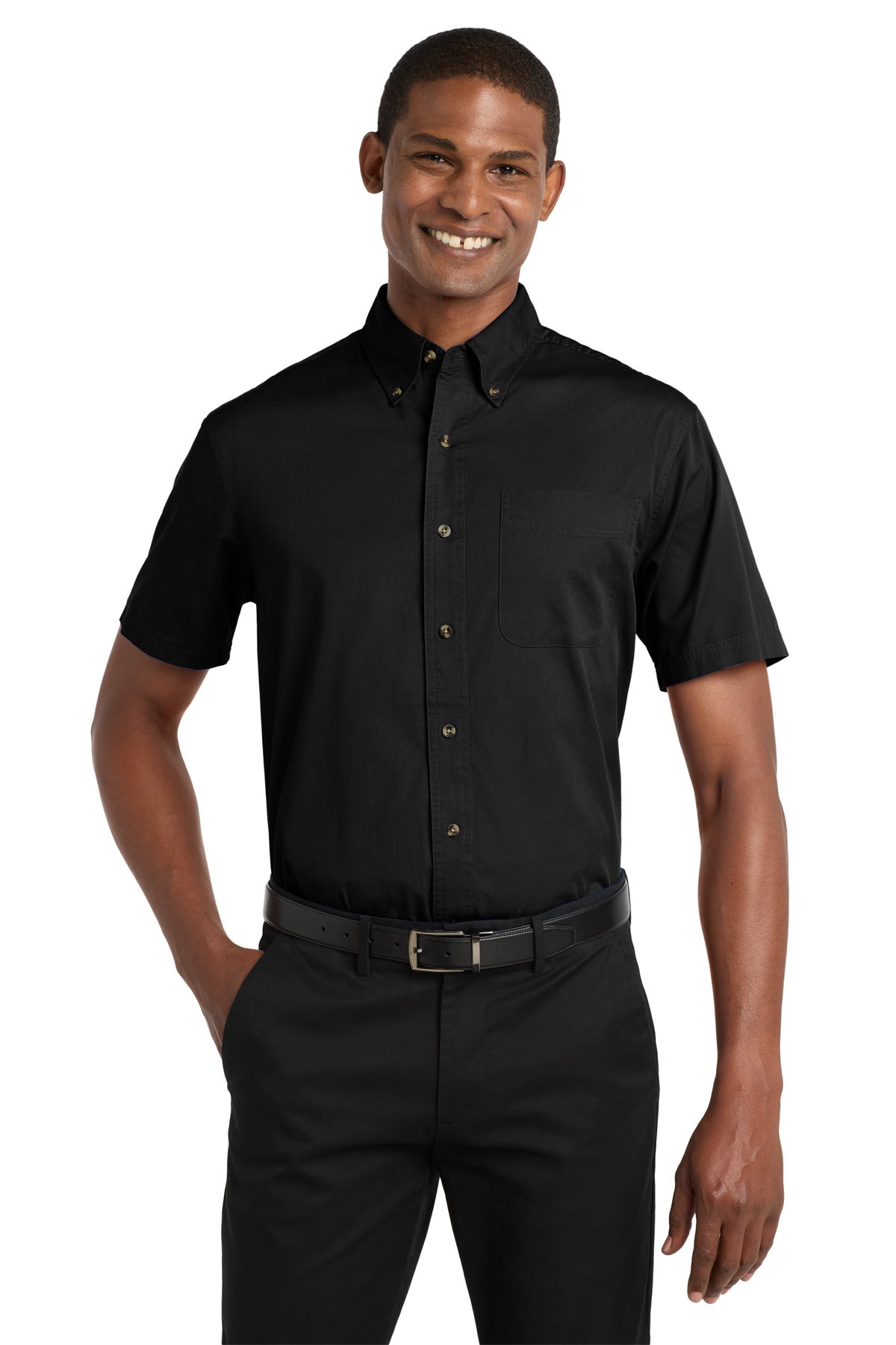 Custom Embroidery or DTF Print - Port Authority ®  Short Sleeve Twill Shirt. S500T