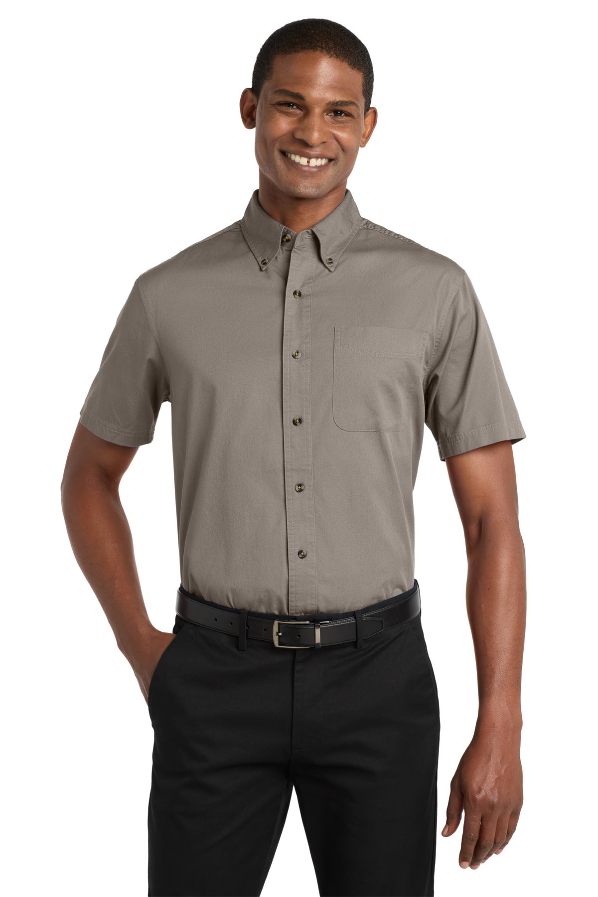 Custom Embroidery or DTF Print - Port Authority ®  Short Sleeve Twill Shirt. S500T