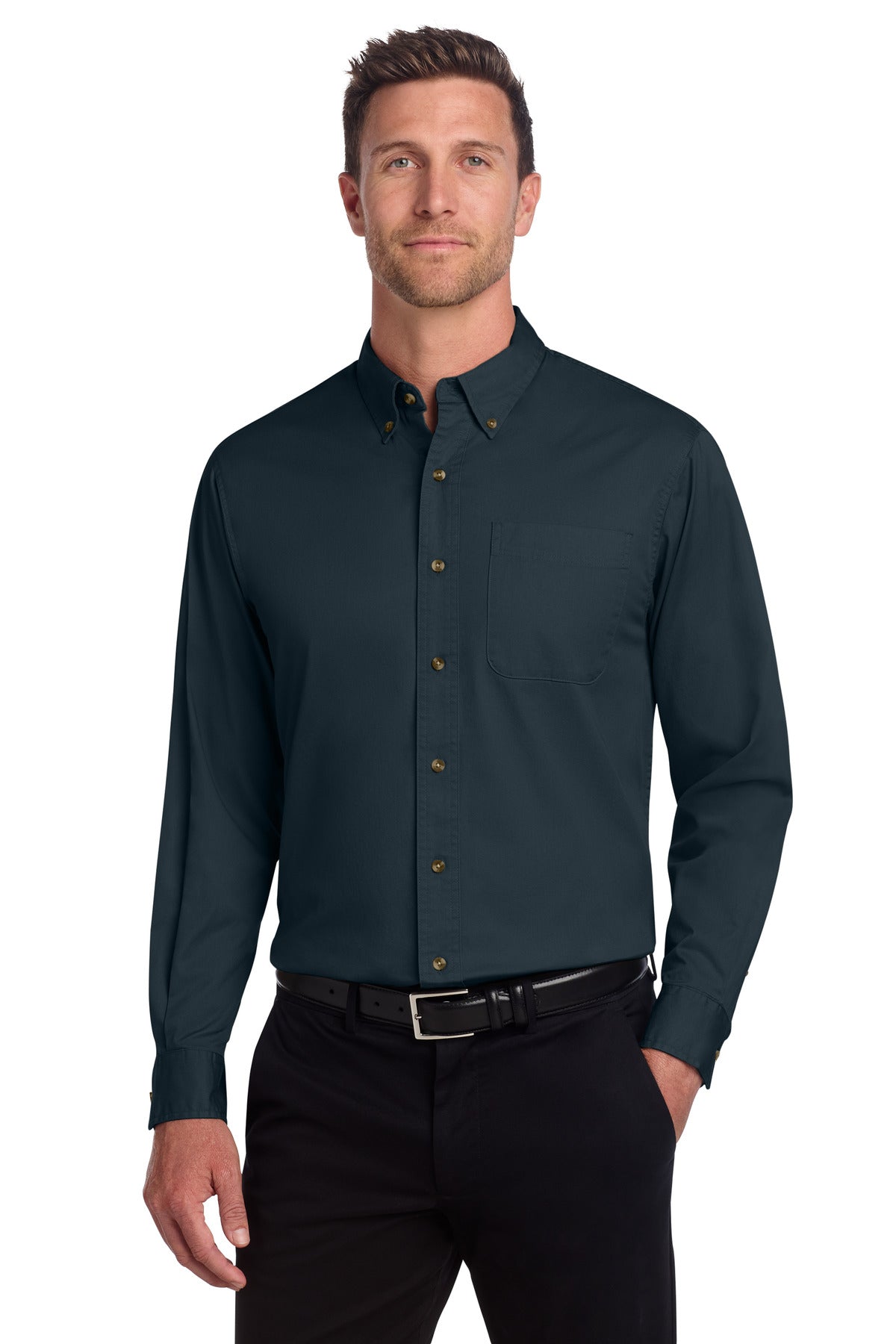 Custom Embroidery or DTF Print - Port Authority ®  Long Sleeve Twill Shirt.  S600T