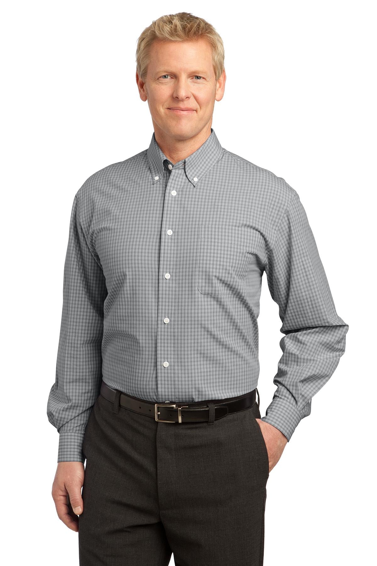 Custom Embroidered - Port Authority© Plaid Pattern Easy Care Shirt. S639