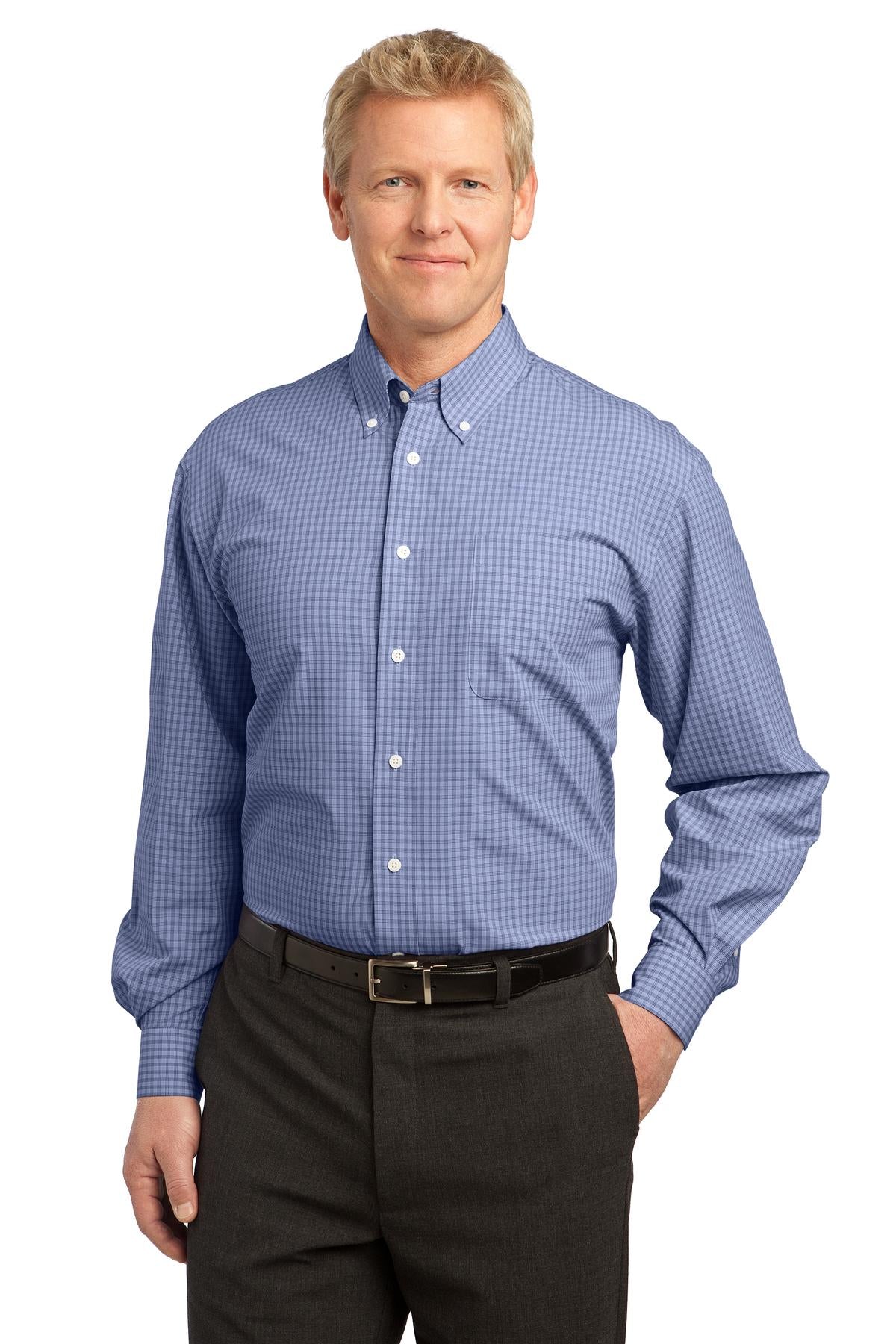 Custom Embroidered - Port Authority© Plaid Pattern Easy Care Shirt. S639