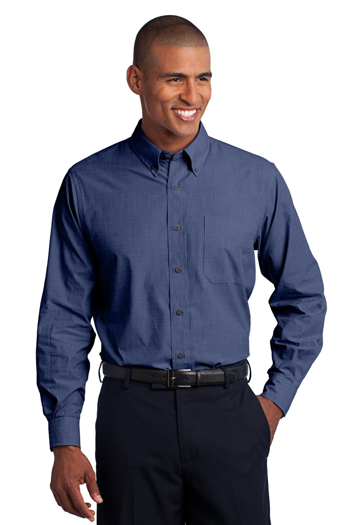 Custom Embroidery or DTF Print - Port Authority ®  Crosshatch Easy Care Shirt. S640