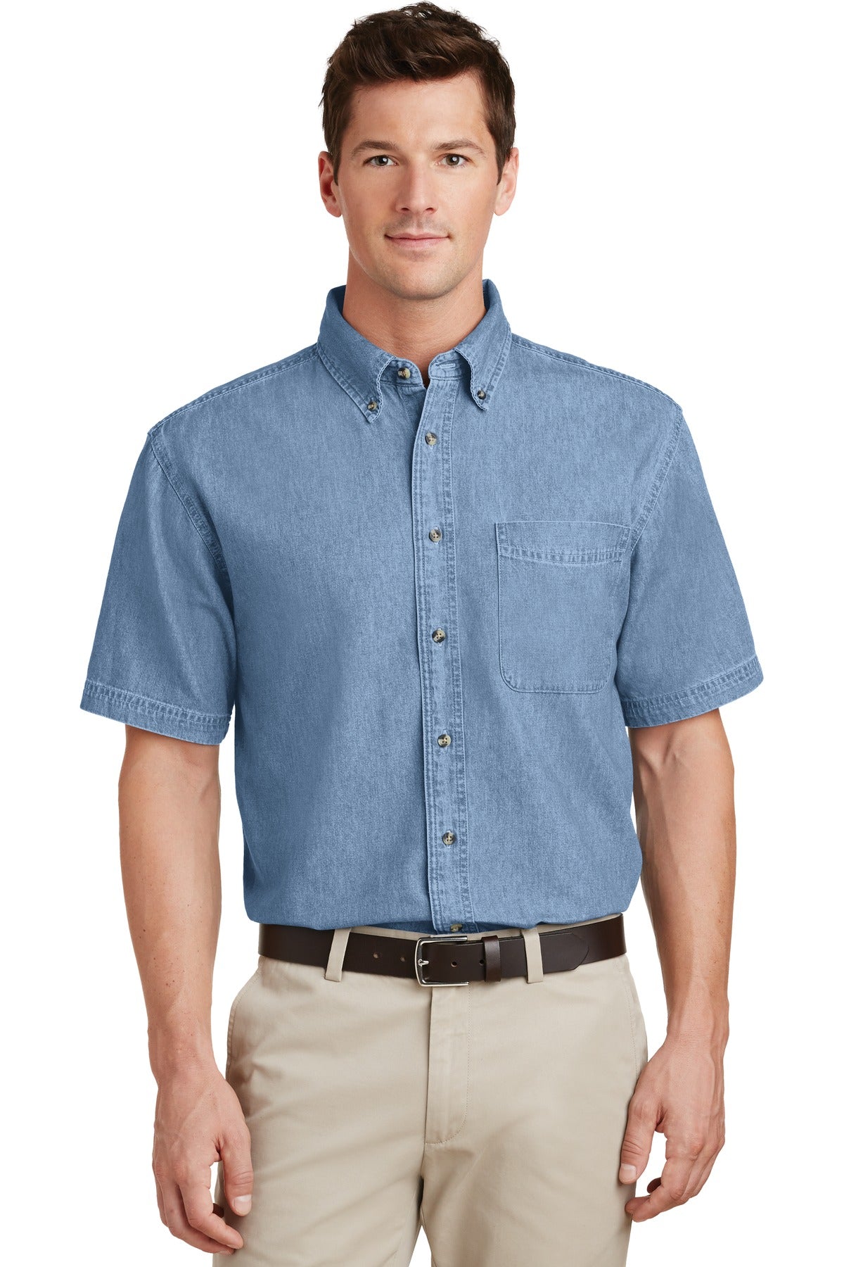 Custom Embroidered - Port & Company© - Short Sleeve Value Denim Shirt. SP11
