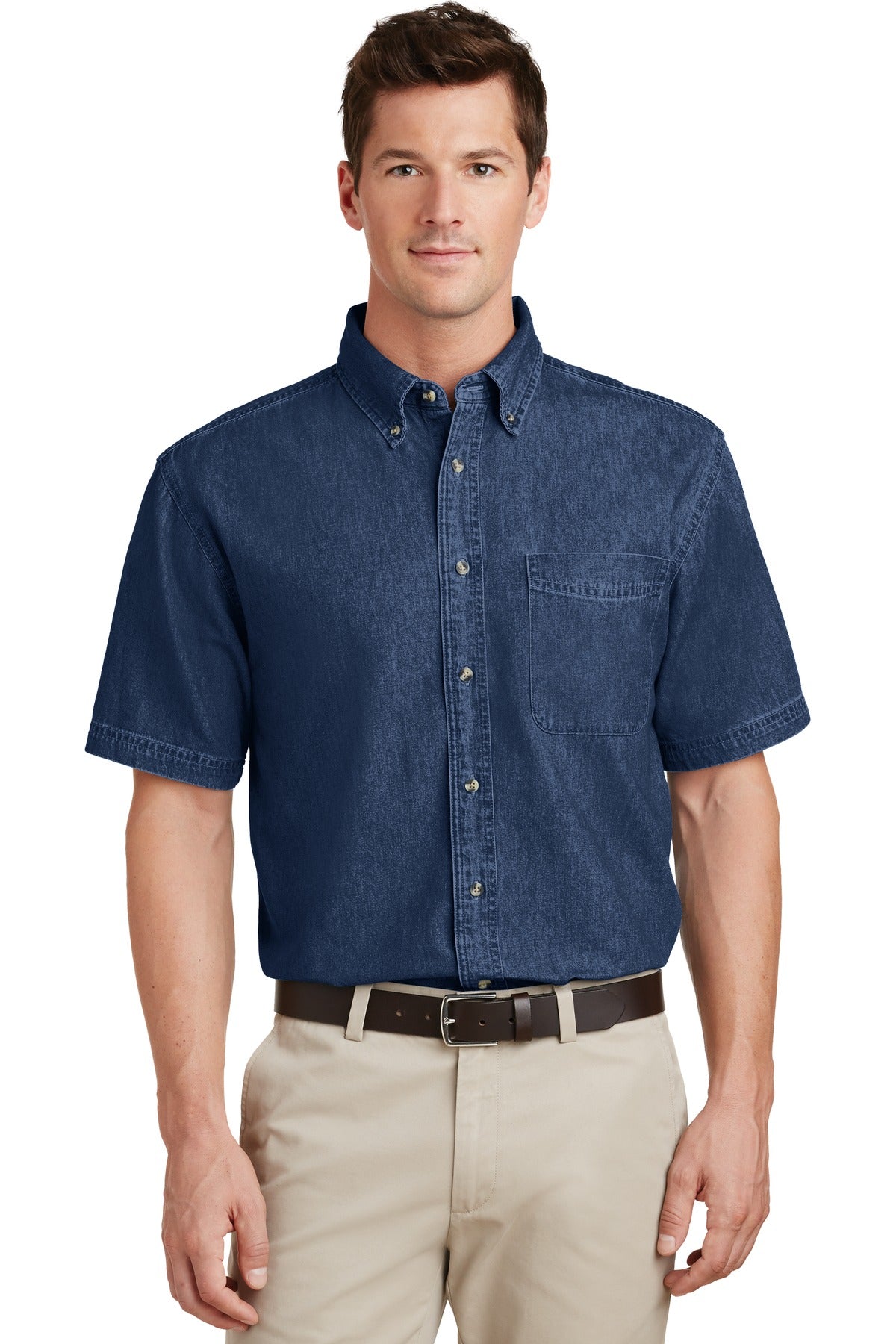 Custom Embroidered - Port & Company© - Short Sleeve Value Denim Shirt. SP11