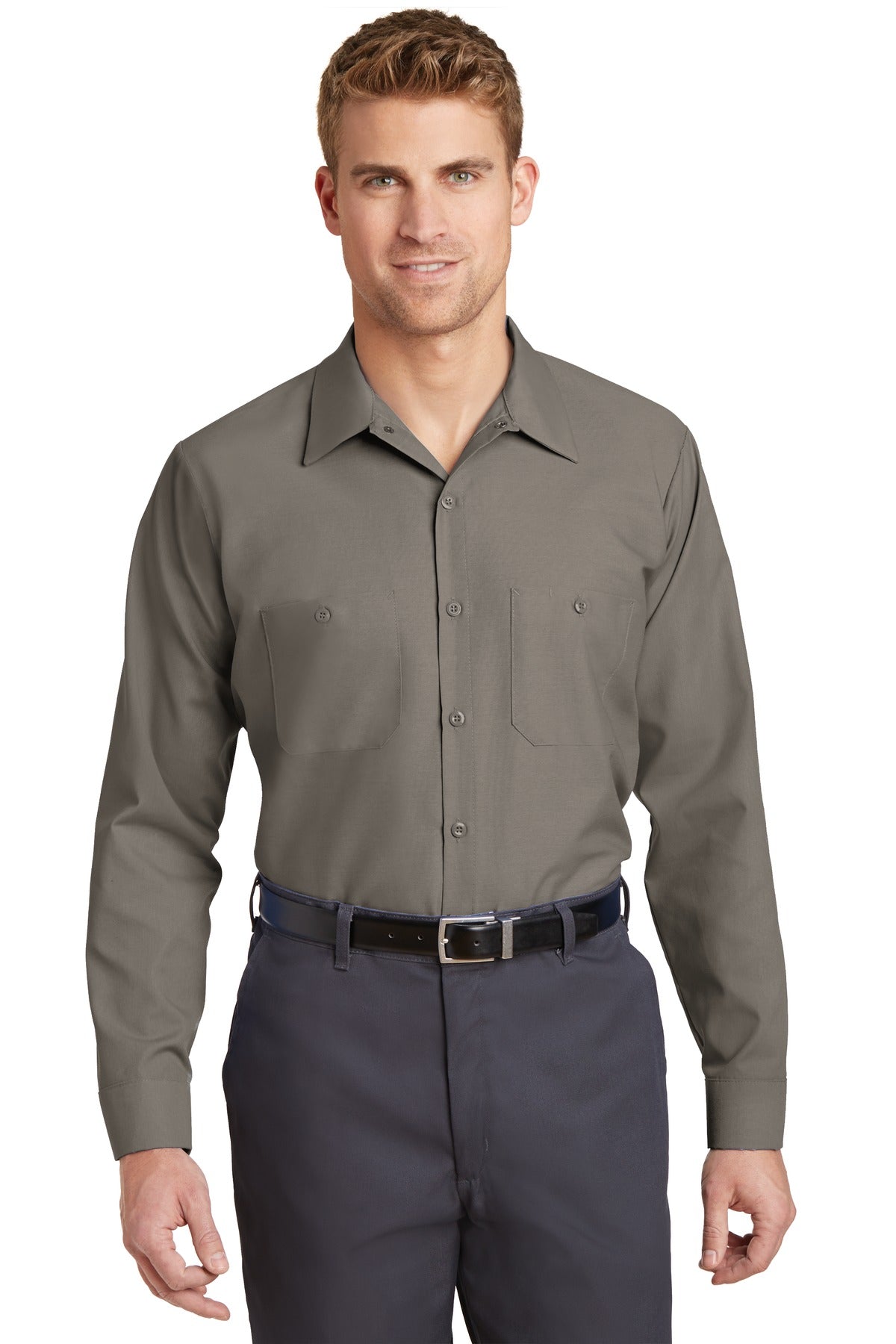 Custom Embroidery or DTF Print - Red Kap ®  Long Sleeve Industrial Work Shirt.  SP14